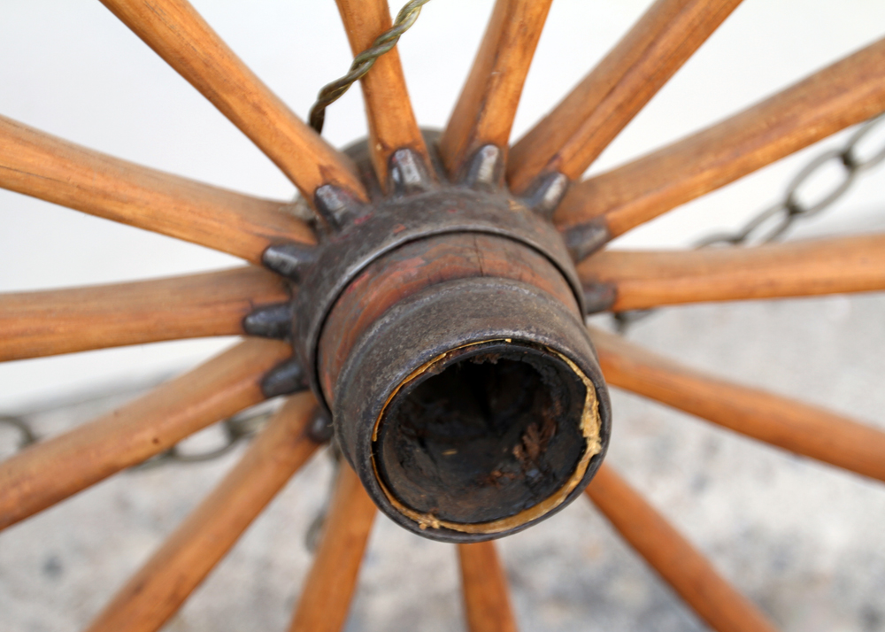 Wood Wagon Wheel Ceiling Light