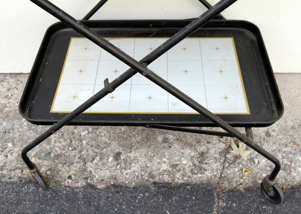 Mid-Century Metal Shelf and Rolling Cart