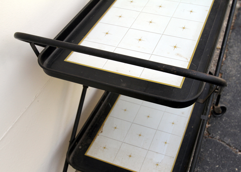 Mid-Century Metal Shelf and Rolling Cart