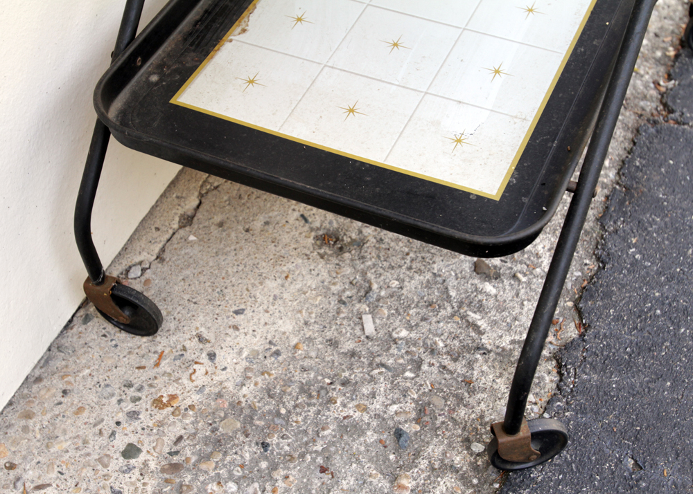 Mid-Century Metal Shelf and Rolling Cart