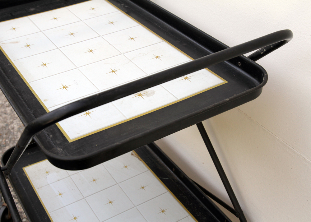 Mid-Century Metal Shelf and Rolling Cart