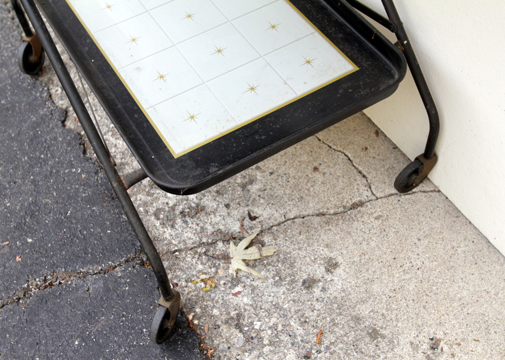 Mid-Century Metal Shelf and Rolling Cart