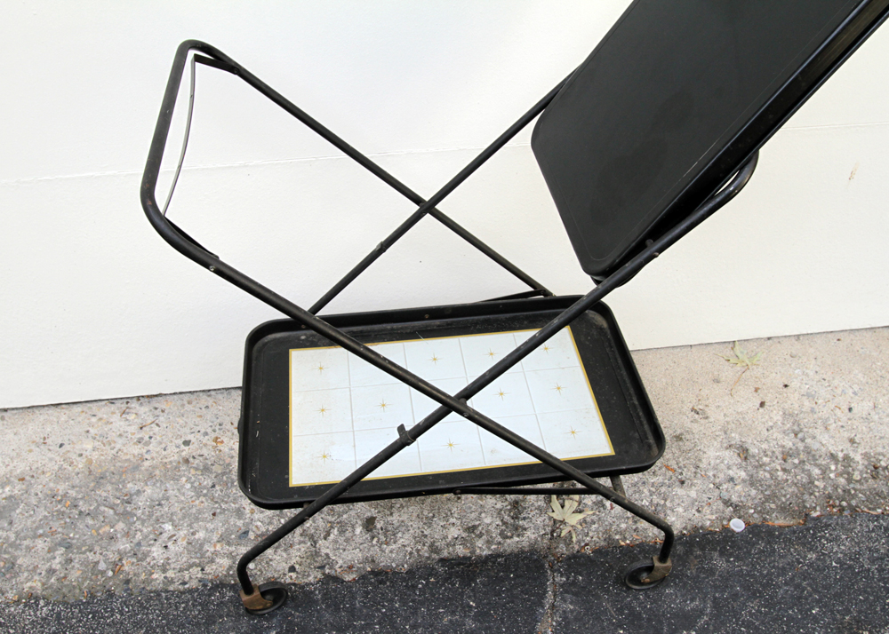 Mid-Century Metal Shelf and Rolling Cart
