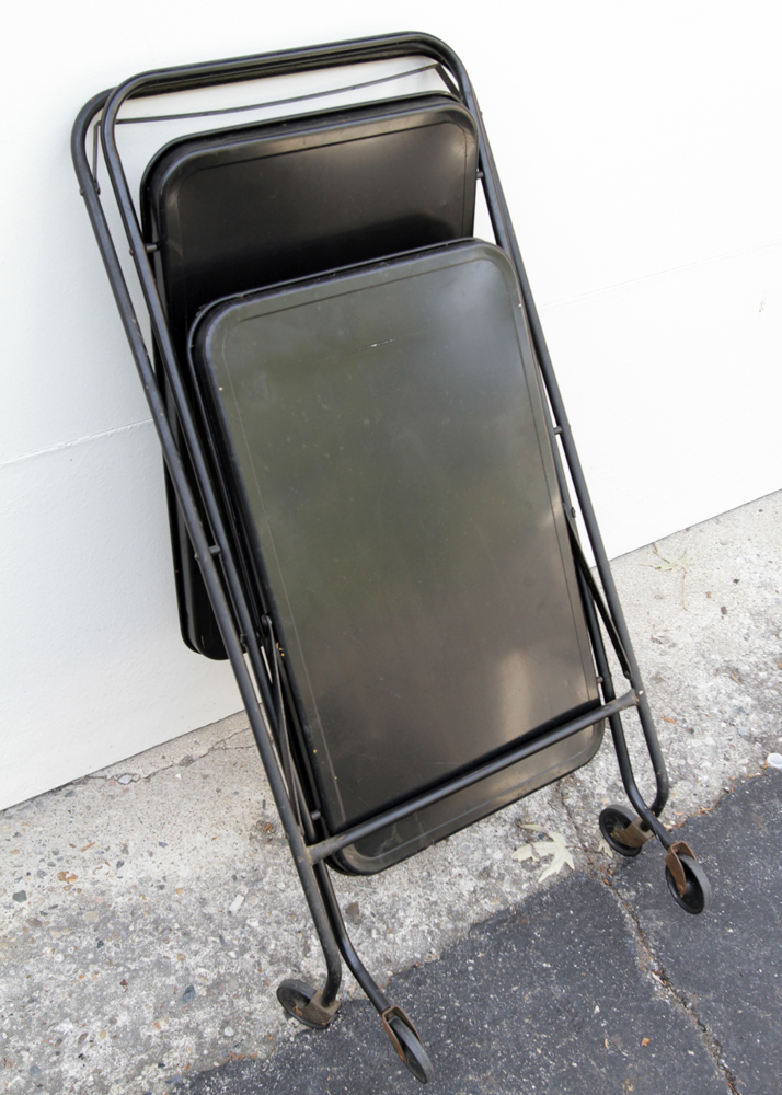 Mid-Century Metal Shelf and Rolling Cart