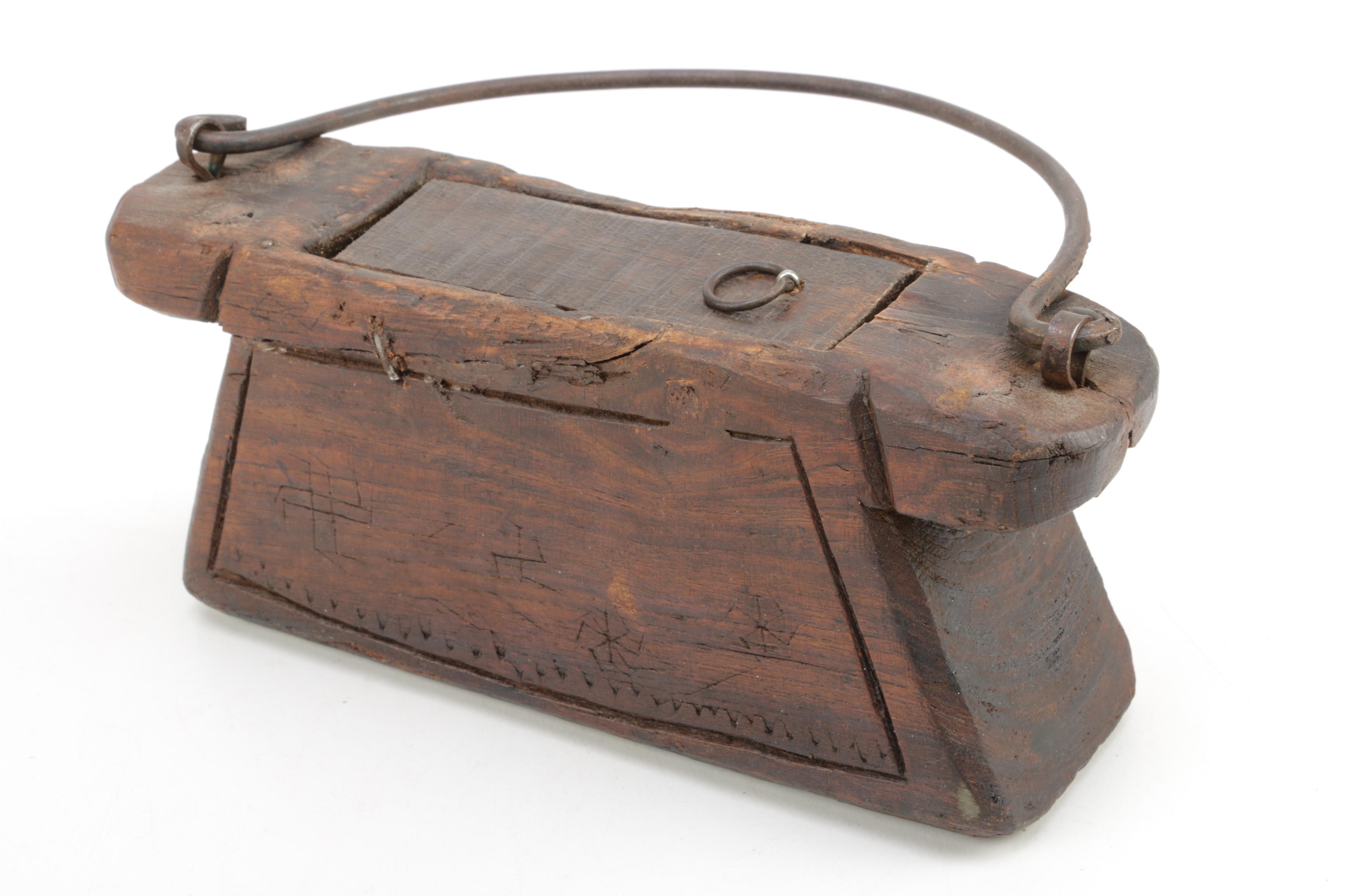 Rustic Wooden Box with Iron Handle