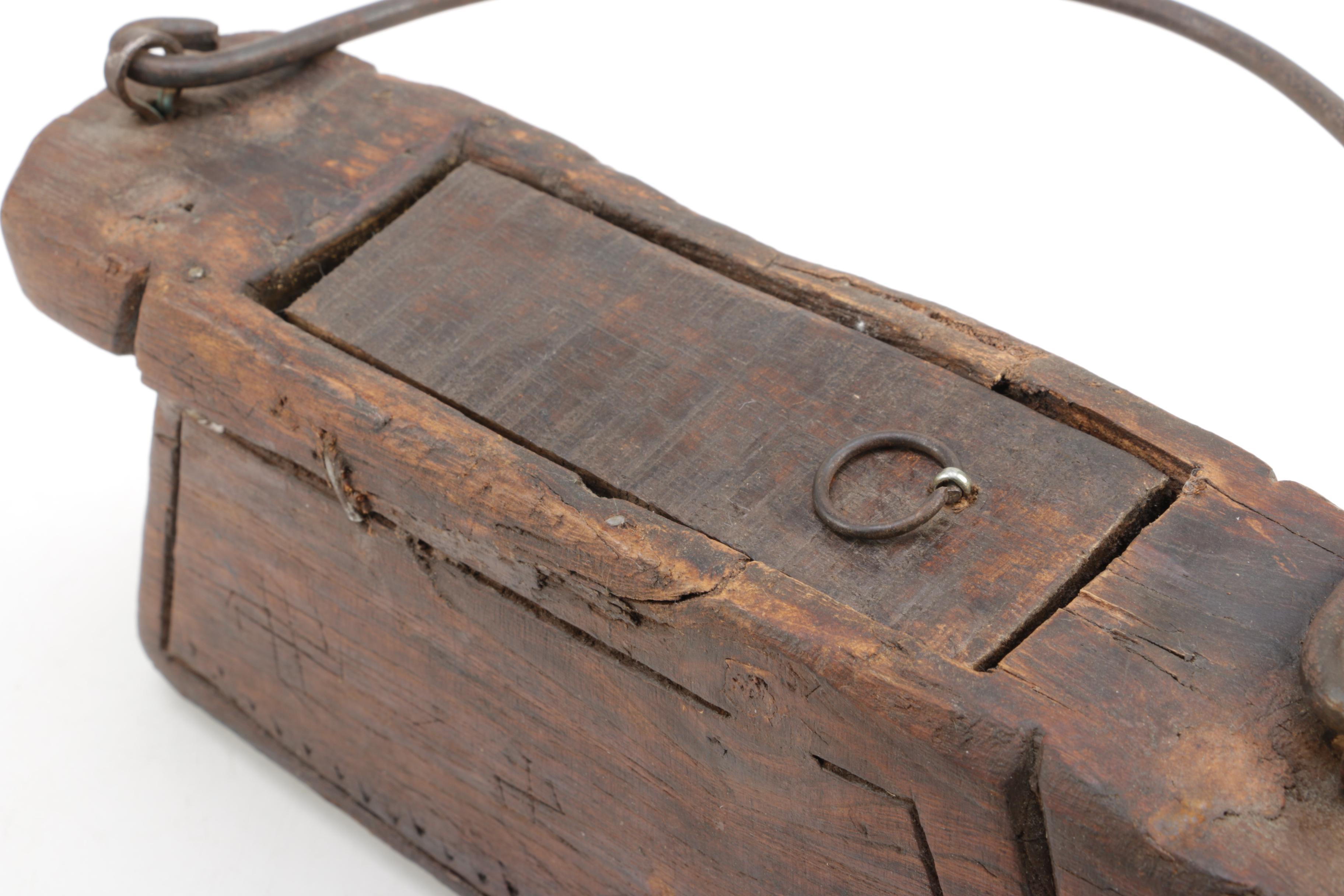 Rustic Wooden Box with Iron Handle