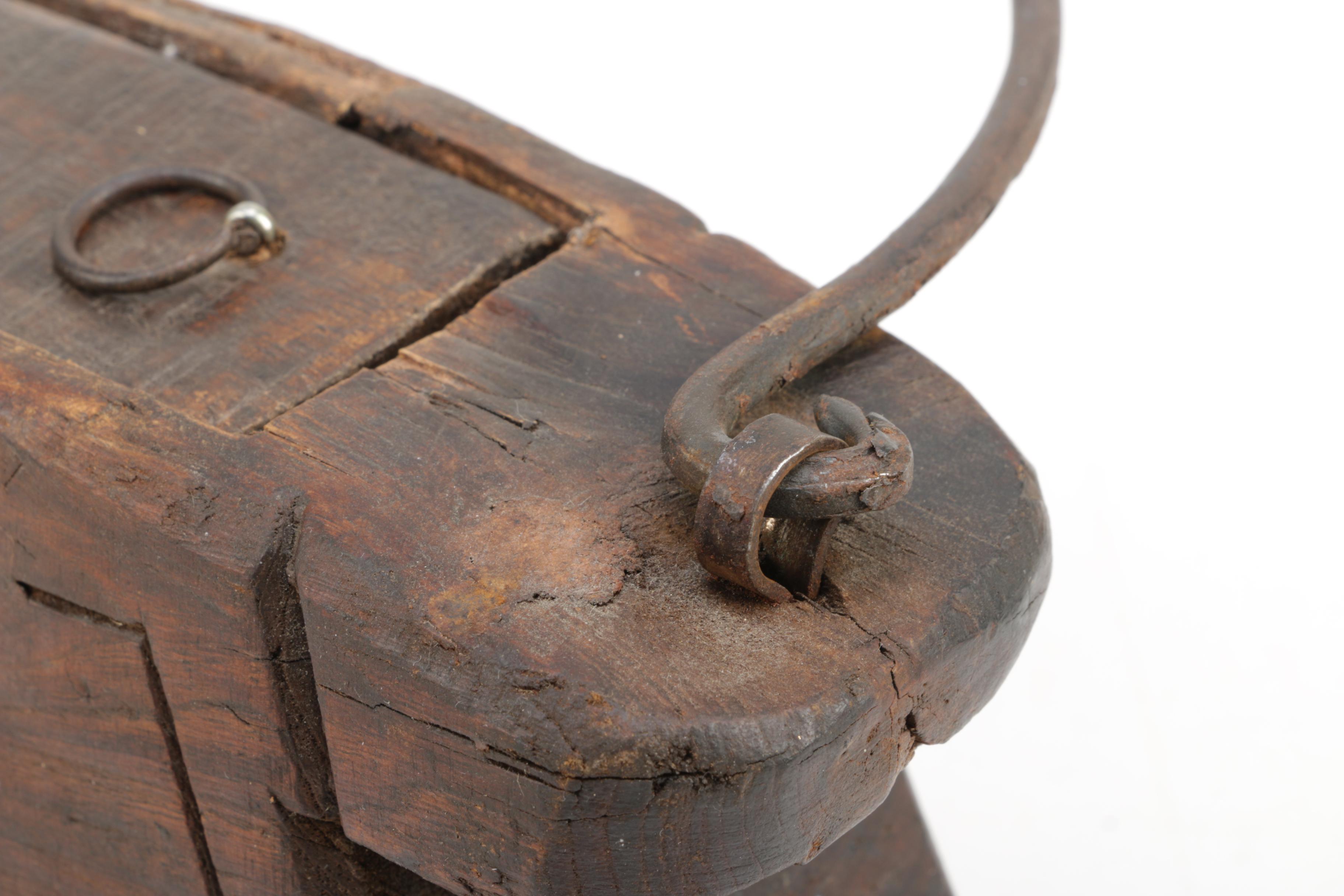 Rustic Wooden Box with Iron Handle