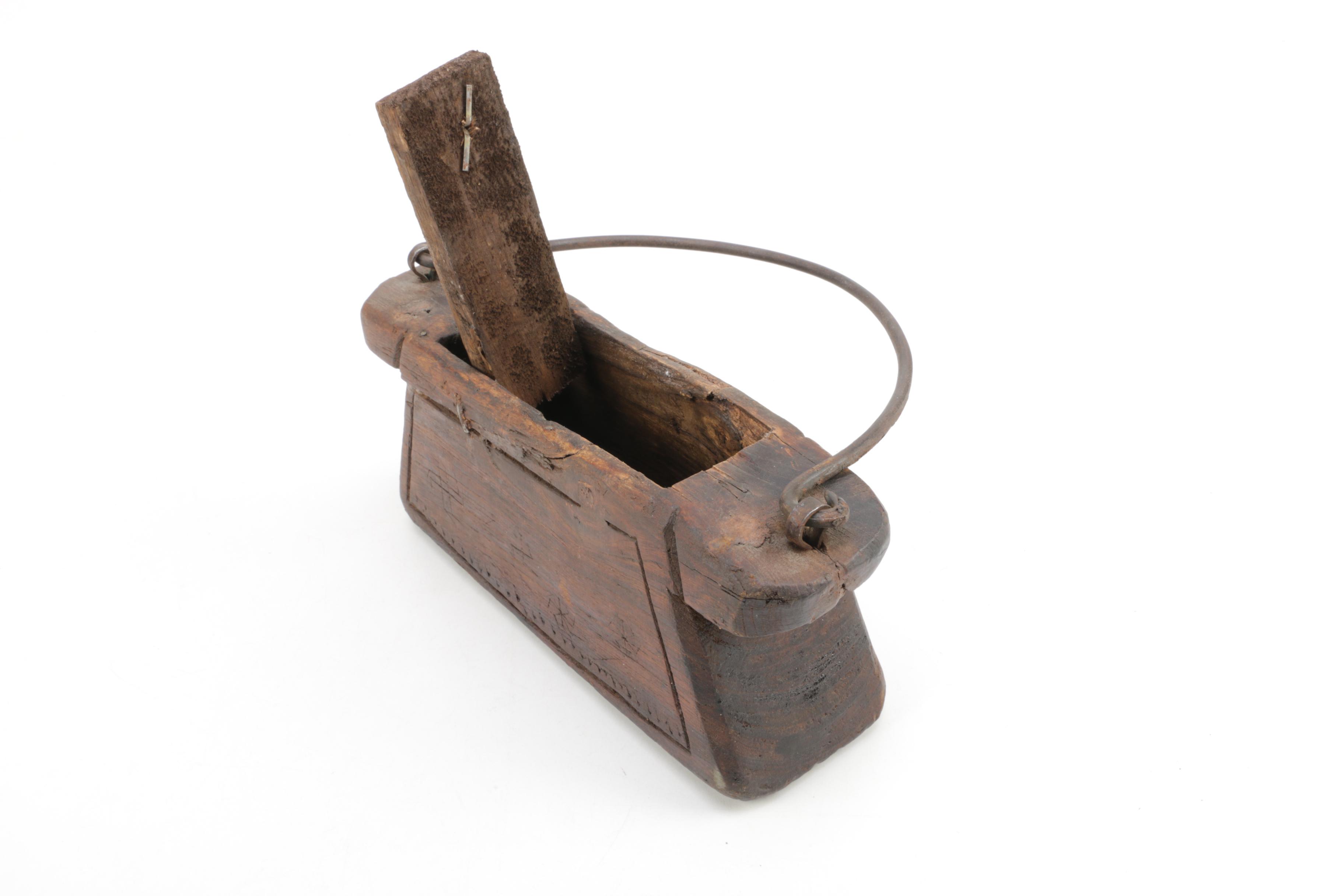 Rustic Wooden Box with Iron Handle