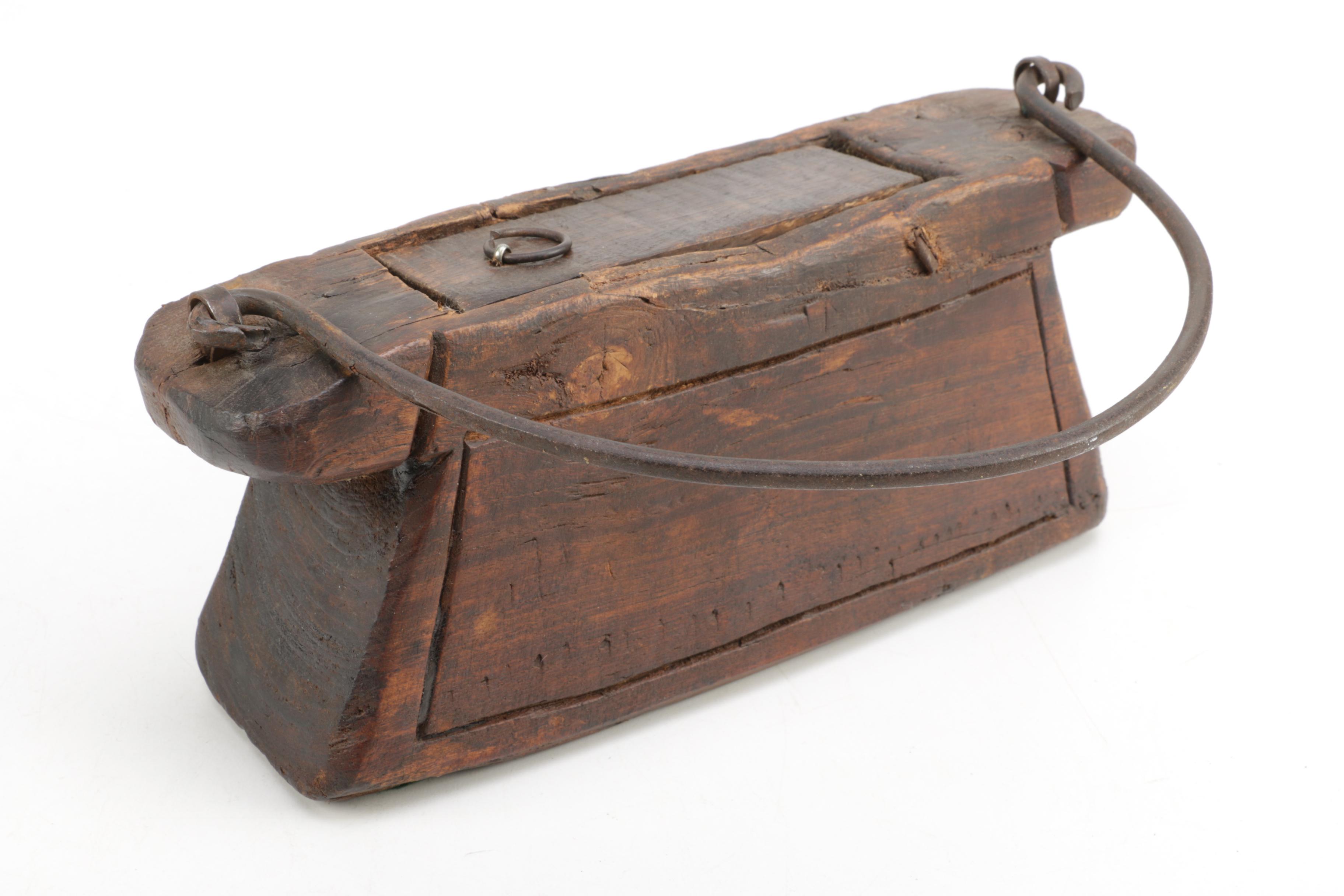 Rustic Wooden Box with Iron Handle