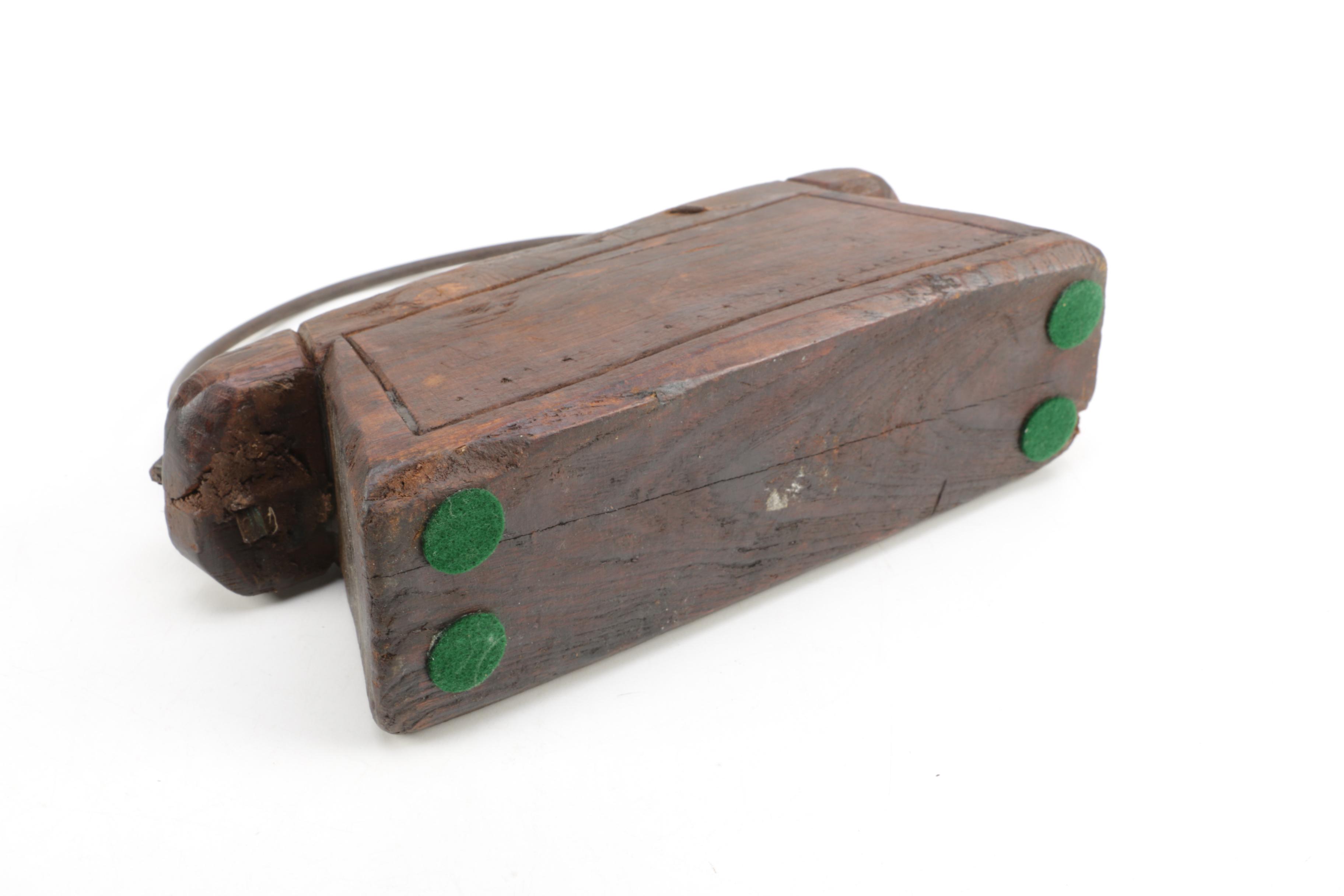 Rustic Wooden Box with Iron Handle