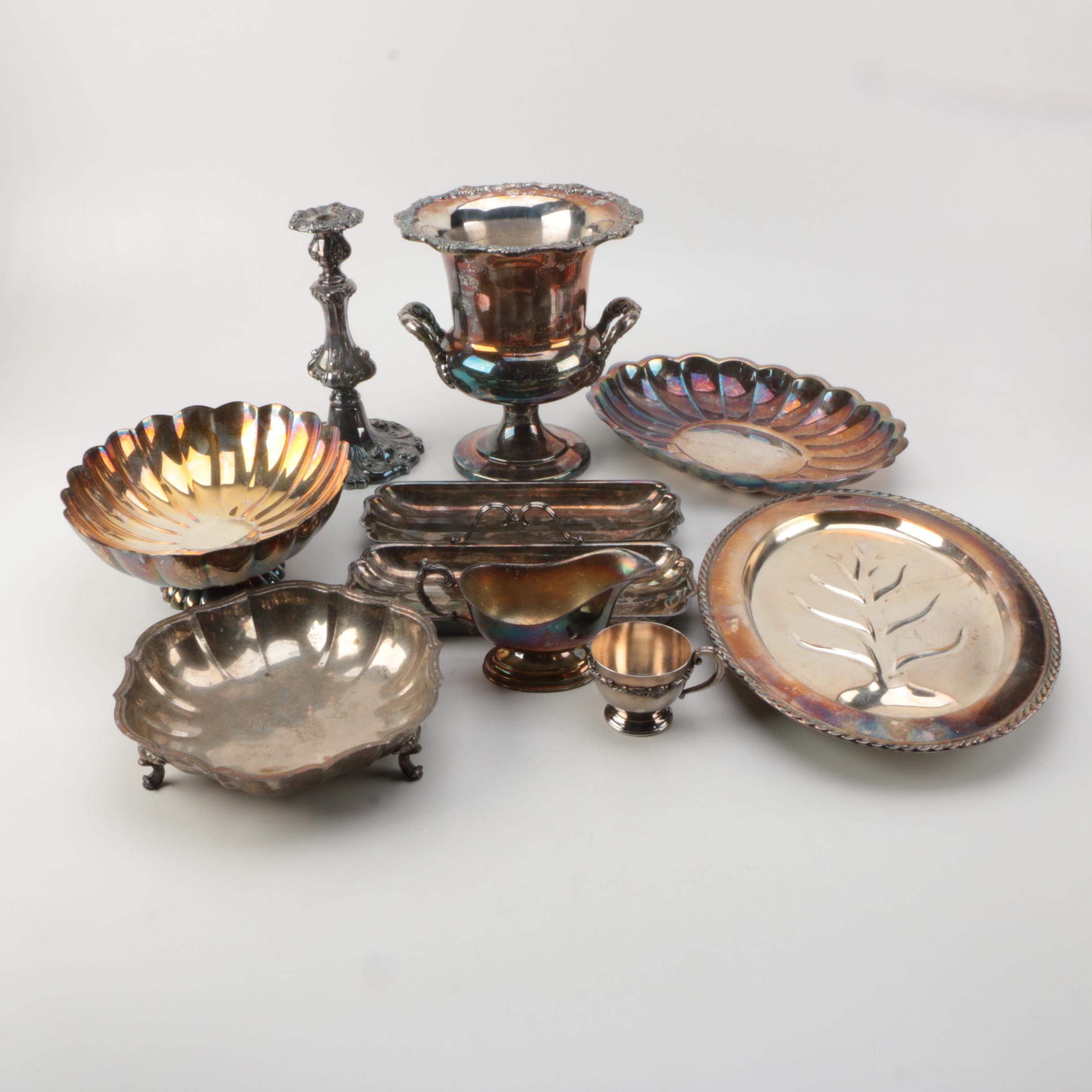 Assortment of Silver Plate Tableware Including Reed & Barton