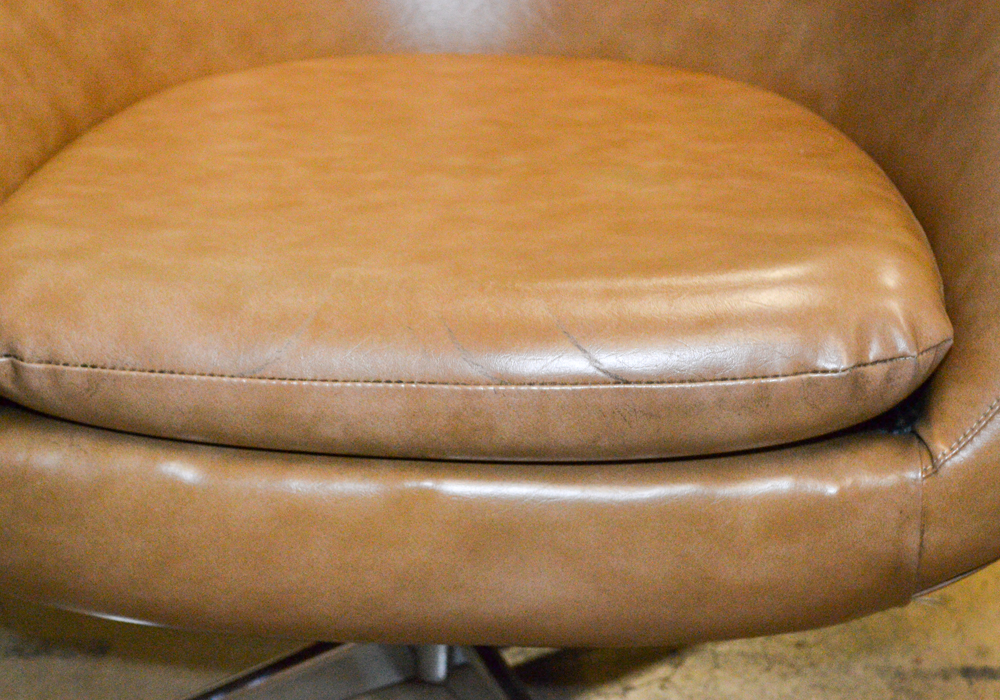 Vintage Mid Century Modern Brown Vinyl Swivel Chairs by Overman of Sweden
