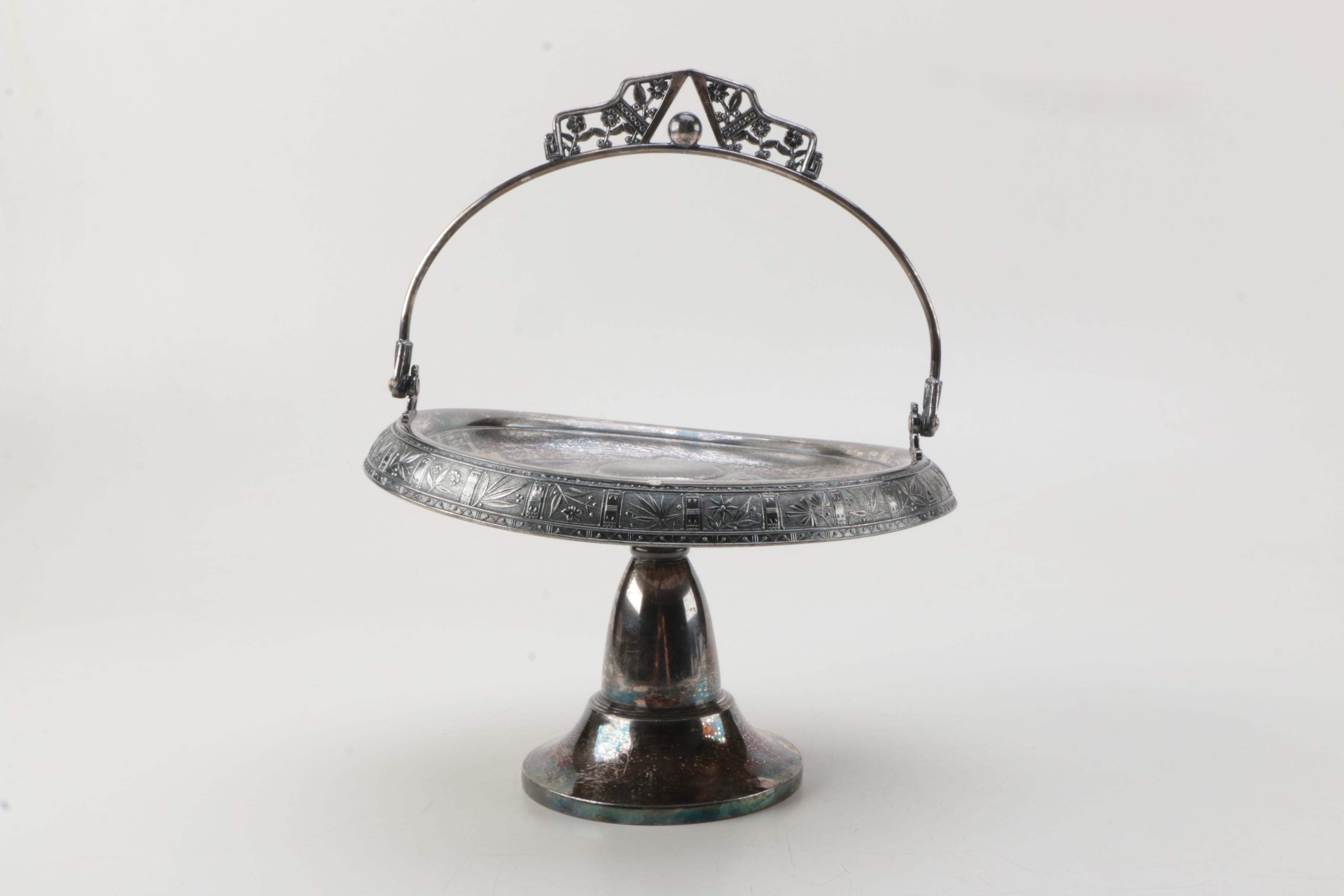 Pairpoint Mfg. Co. Silver Plate Bride's Basket with Derby Silver Co. Mug