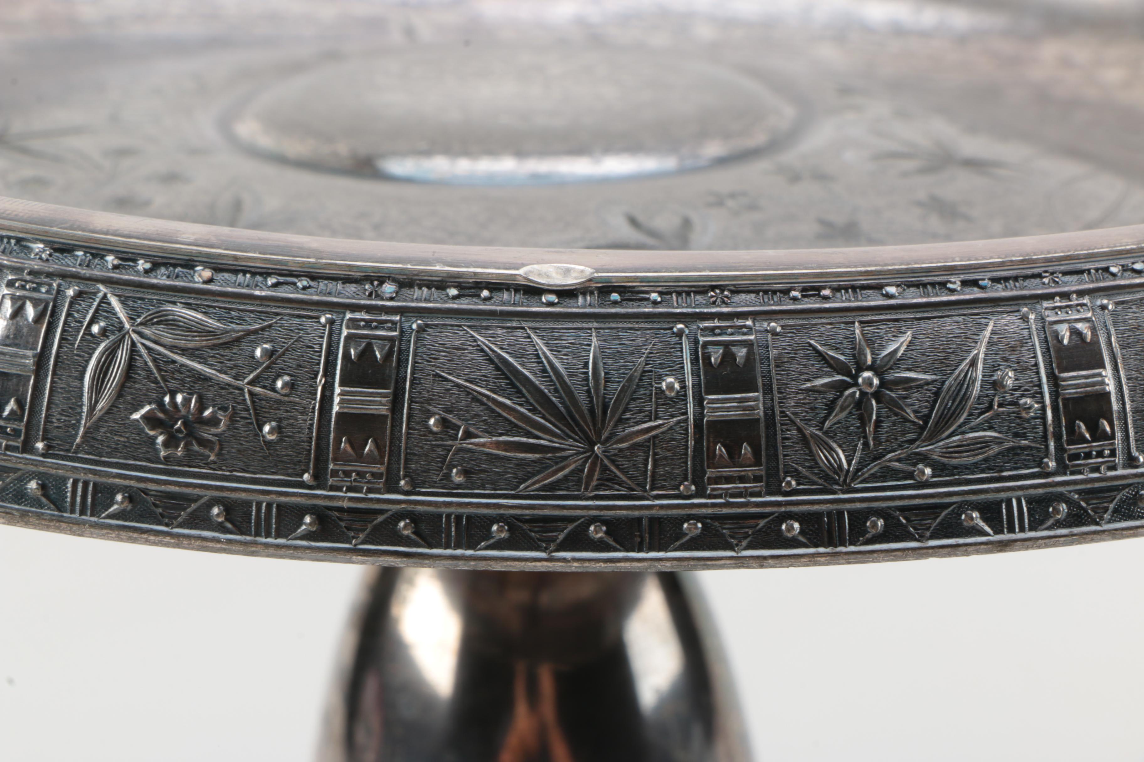 Pairpoint Mfg. Co. Silver Plate Bride's Basket with Derby Silver Co. Mug