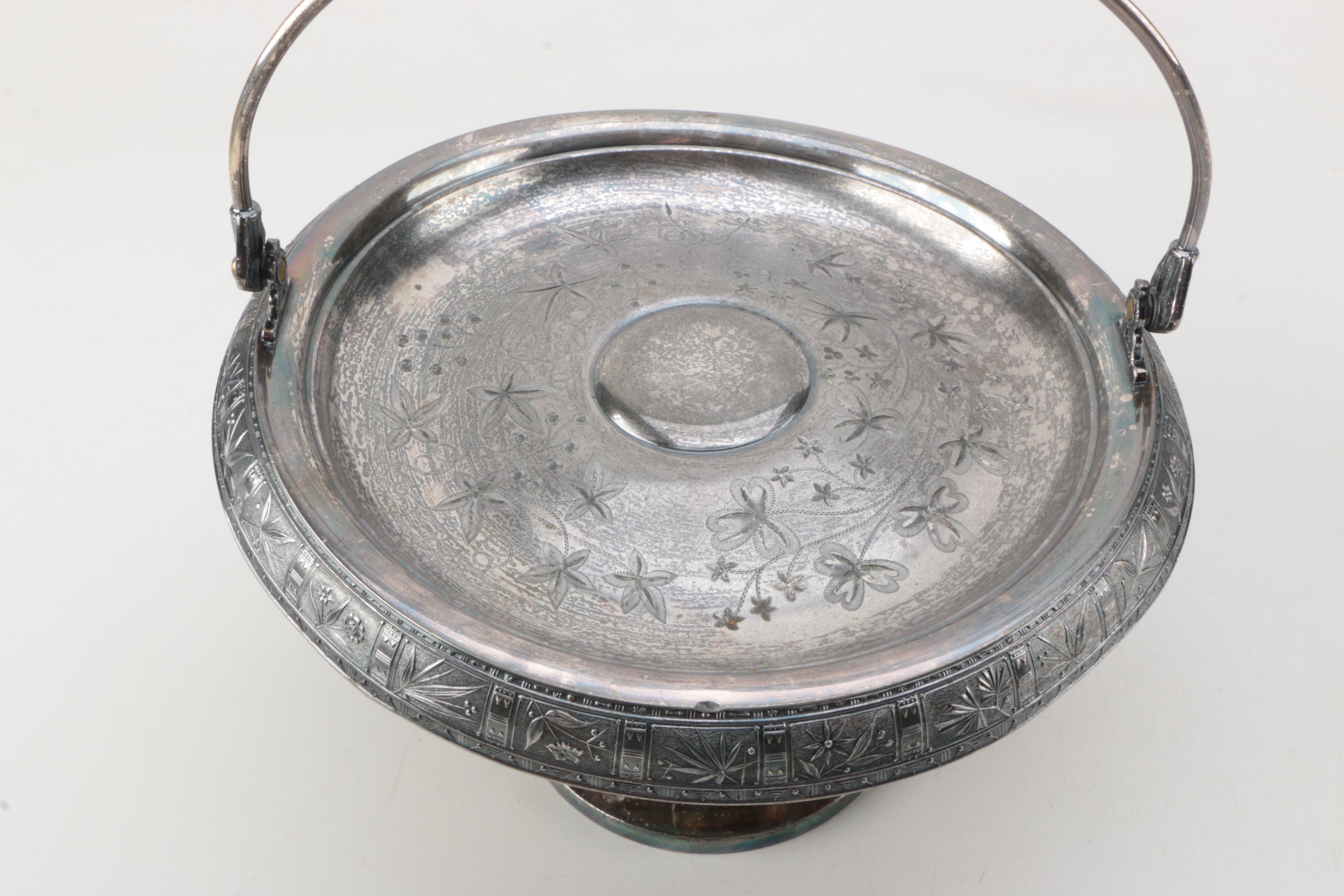 Pairpoint Mfg. Co. Silver Plate Bride's Basket with Derby Silver Co. Mug