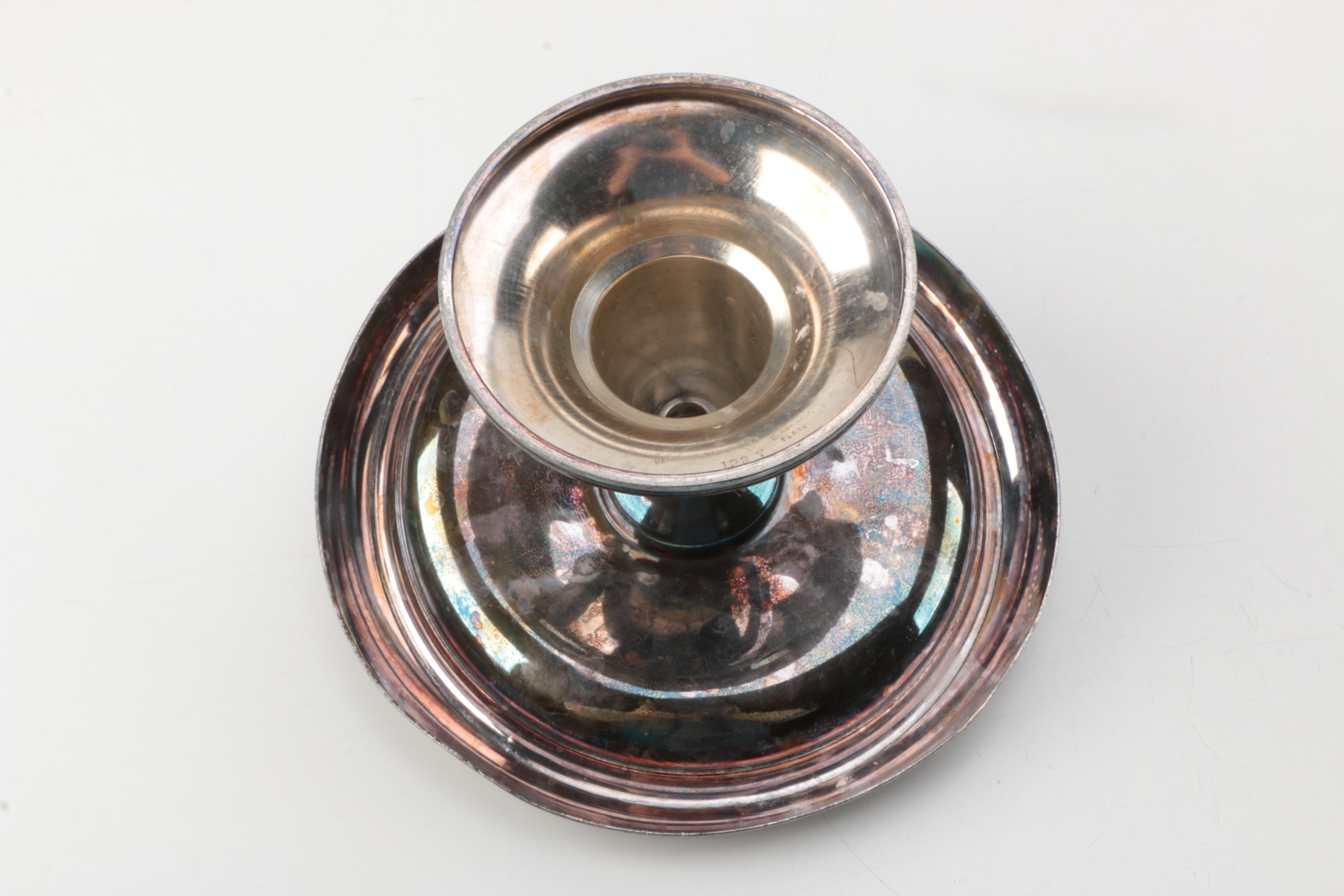 Pairpoint Mfg. Co. Silver Plate Bride's Basket with Derby Silver Co. Mug