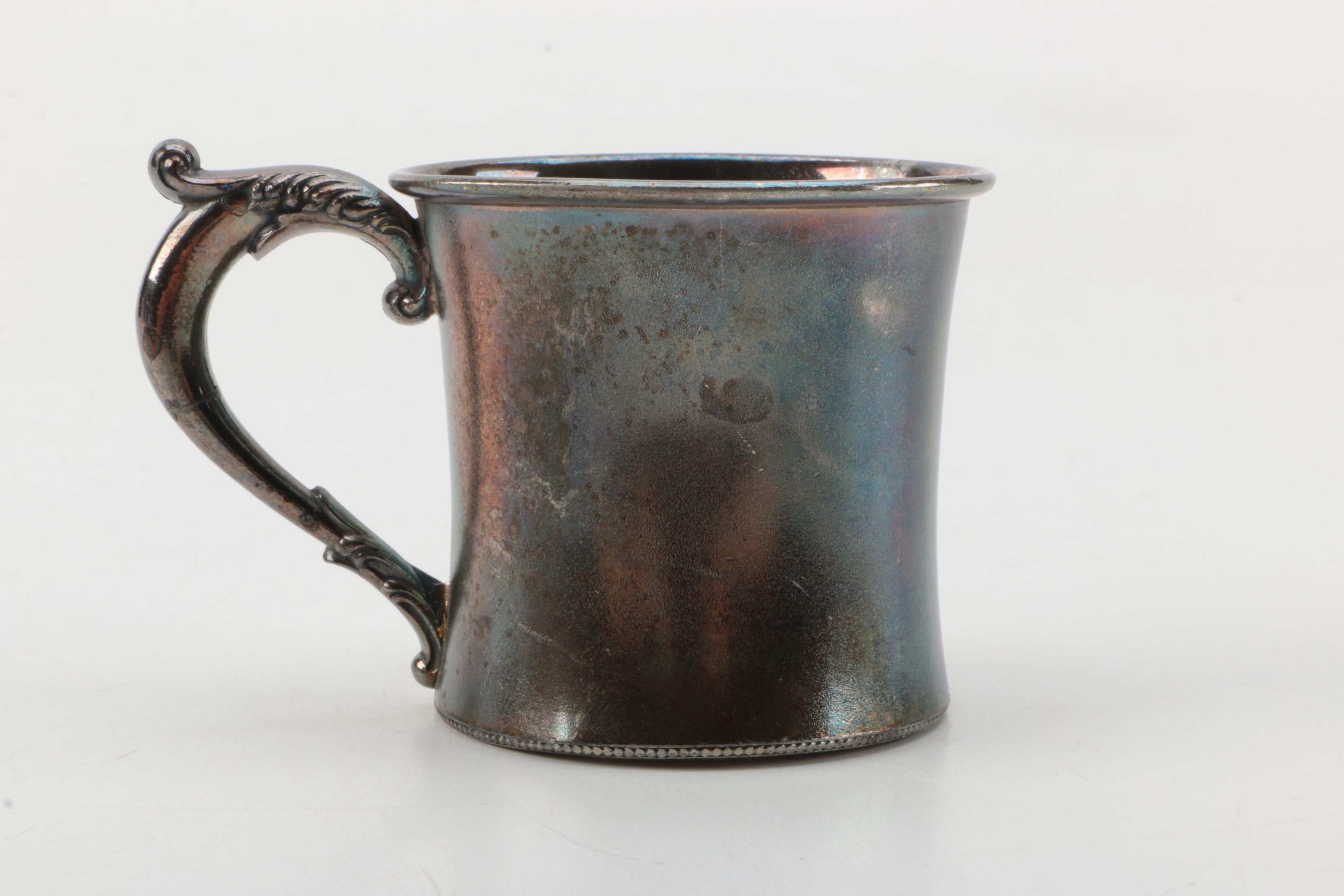 Pairpoint Mfg. Co. Silver Plate Bride's Basket with Derby Silver Co. Mug