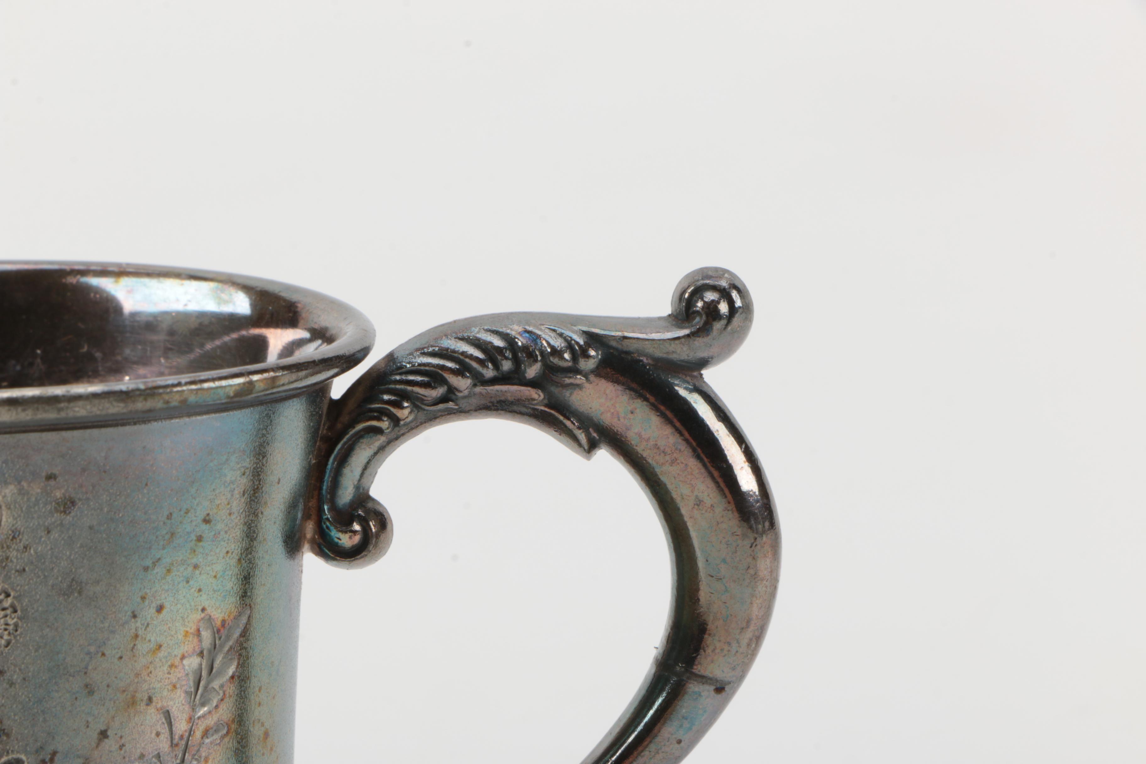 Pairpoint Mfg. Co. Silver Plate Bride's Basket with Derby Silver Co. Mug