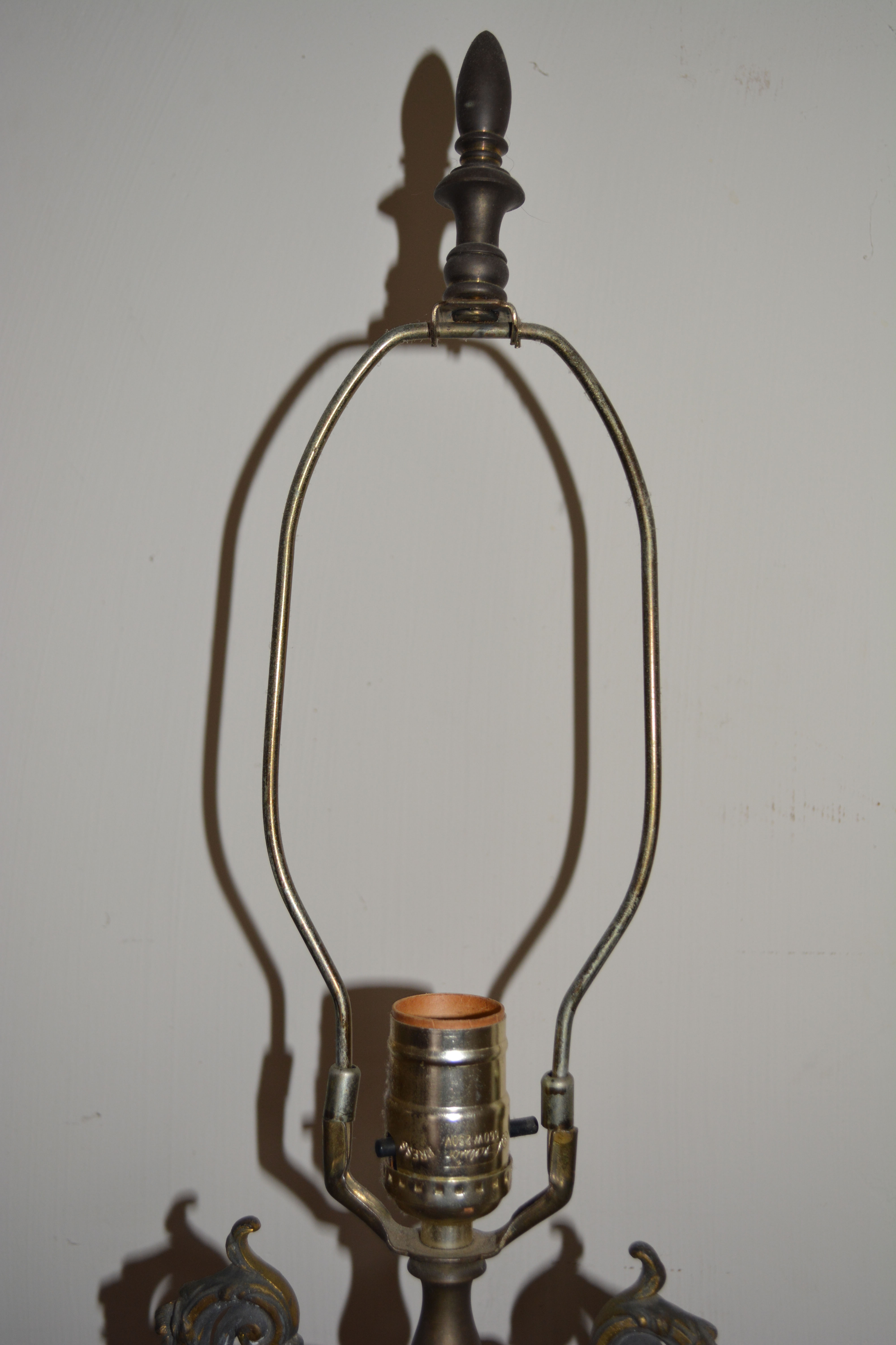 Vintage Baroque Style Brass Lamp with Marble Base