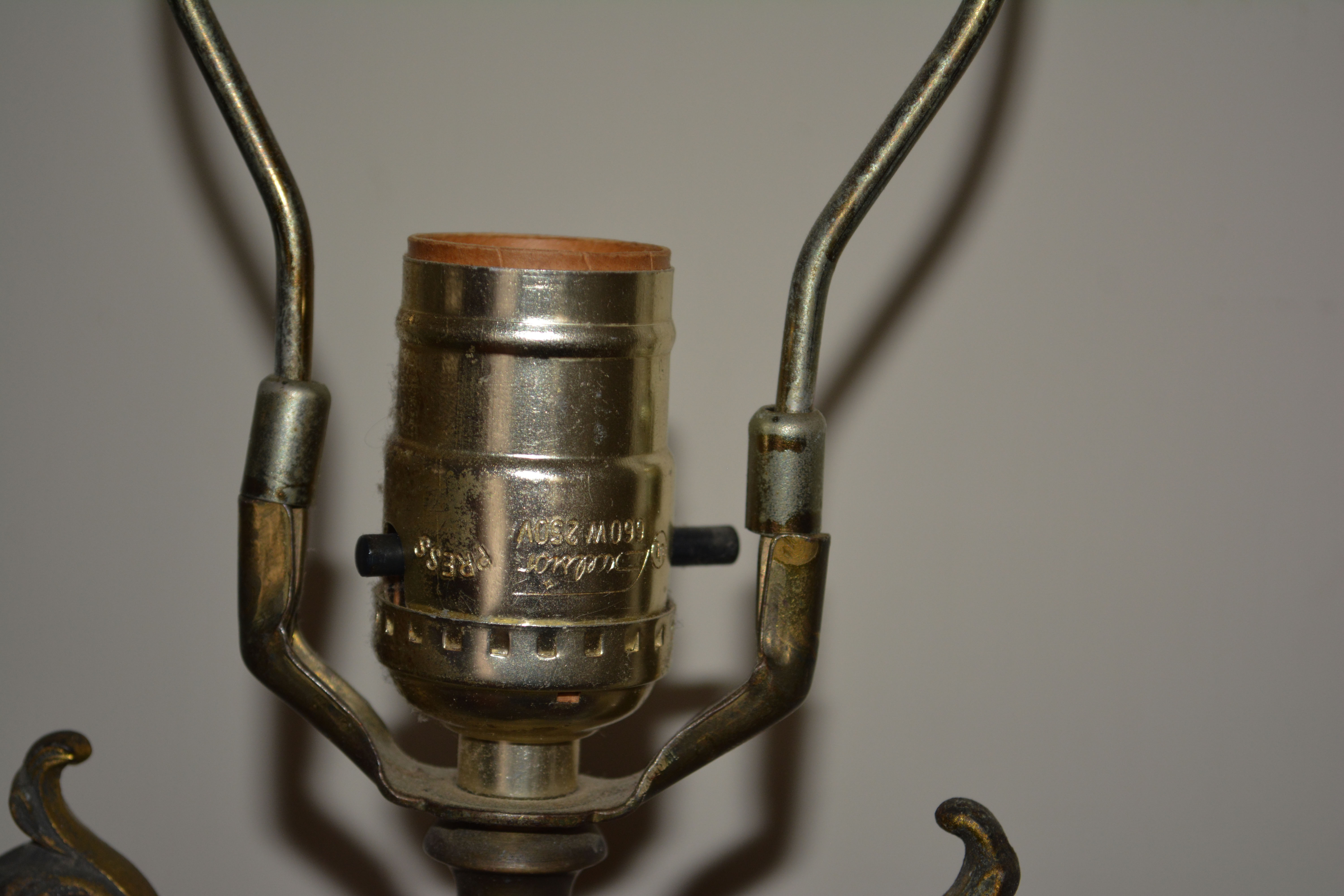 Vintage Baroque Style Brass Lamp with Marble Base