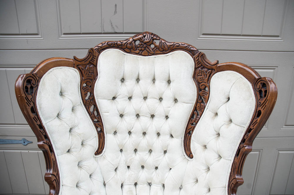 Victorian Carved Wood Frame Wingback Chair