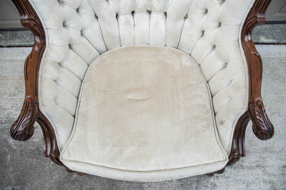 Victorian Carved Wood Frame Wingback Chair