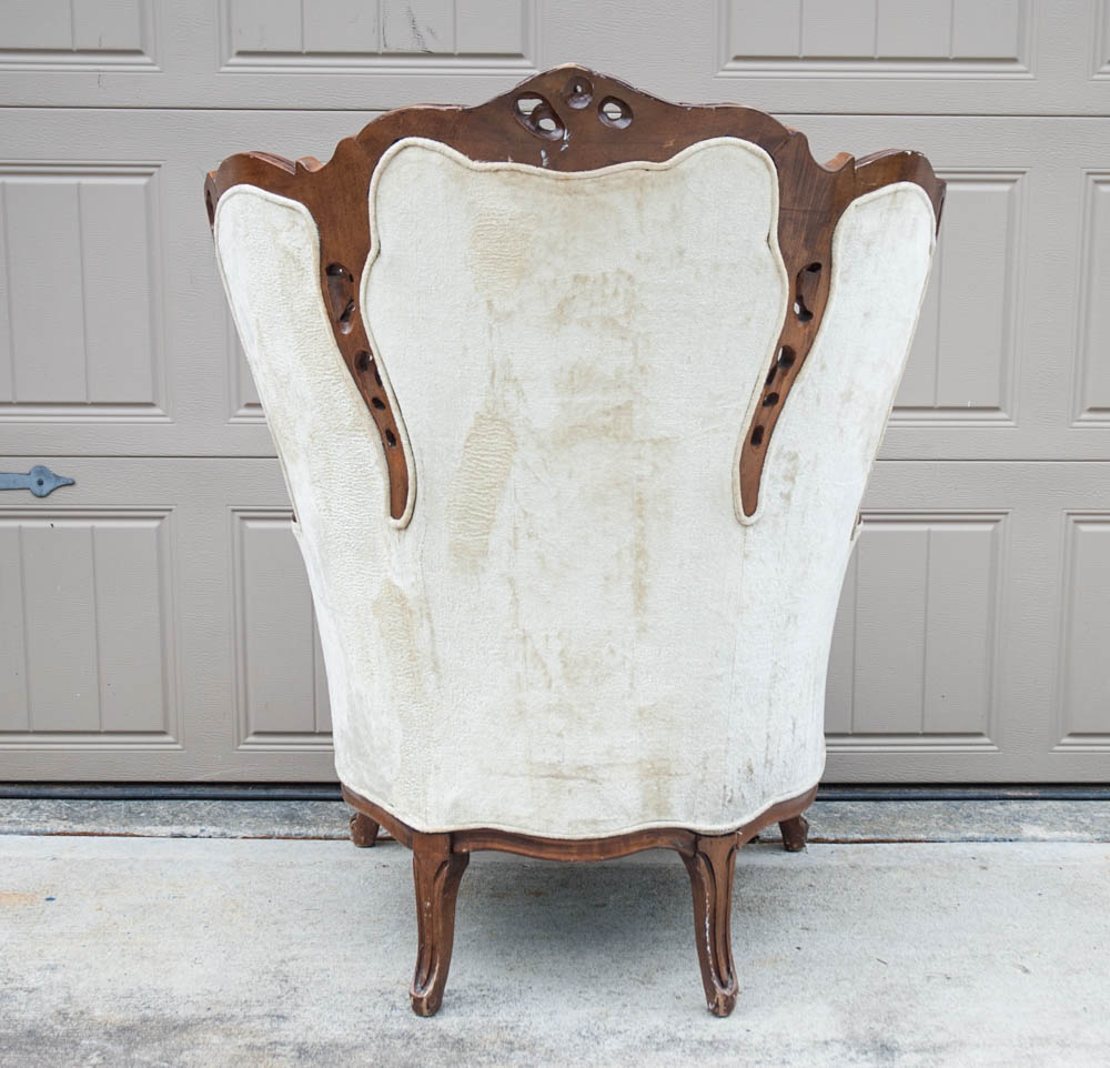 Victorian Carved Wood Frame Wingback Chair