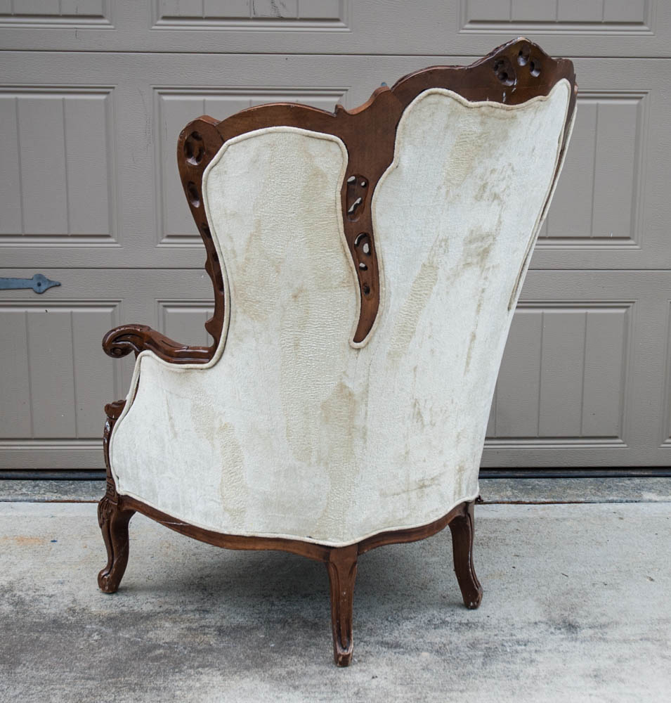 Victorian Carved Wood Frame Wingback Chair
