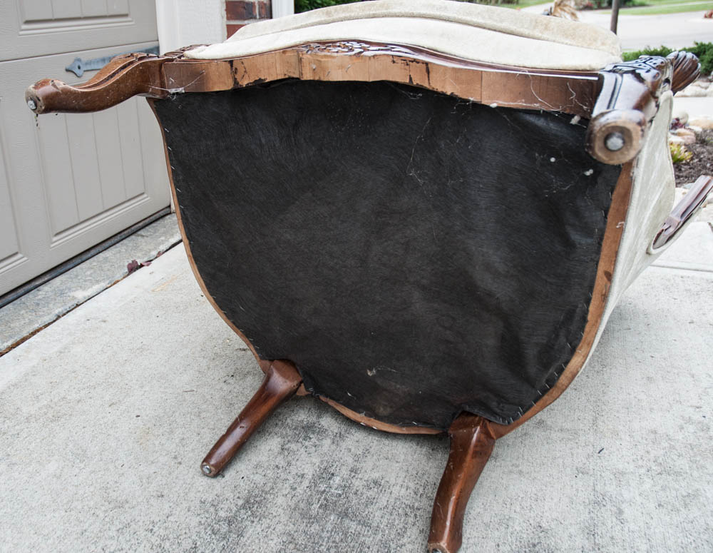 Victorian Carved Wood Frame Wingback Chair