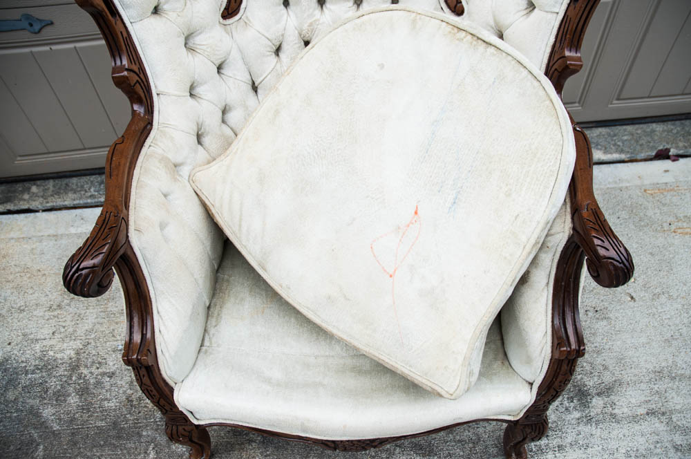 Victorian Carved Wood Frame Wingback Chair