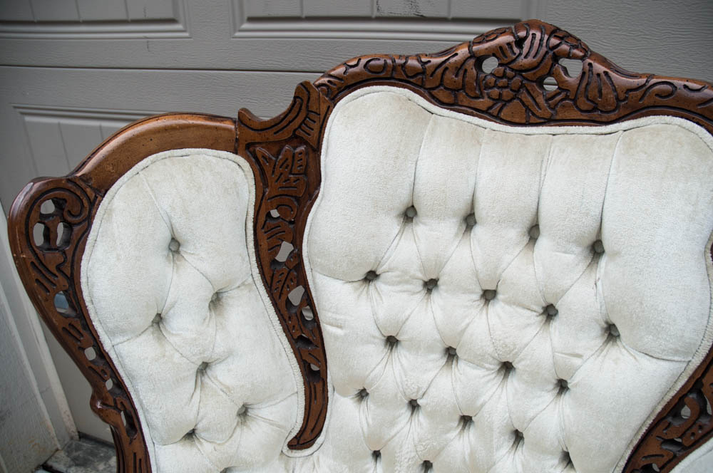 Victorian Carved Wood Frame Wingback Chair