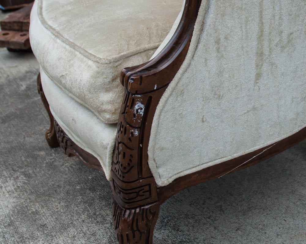 Victorian Carved Wood Frame Wingback Chair