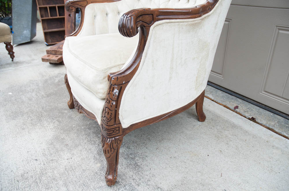 Victorian Carved Wood Frame Wingback Chair