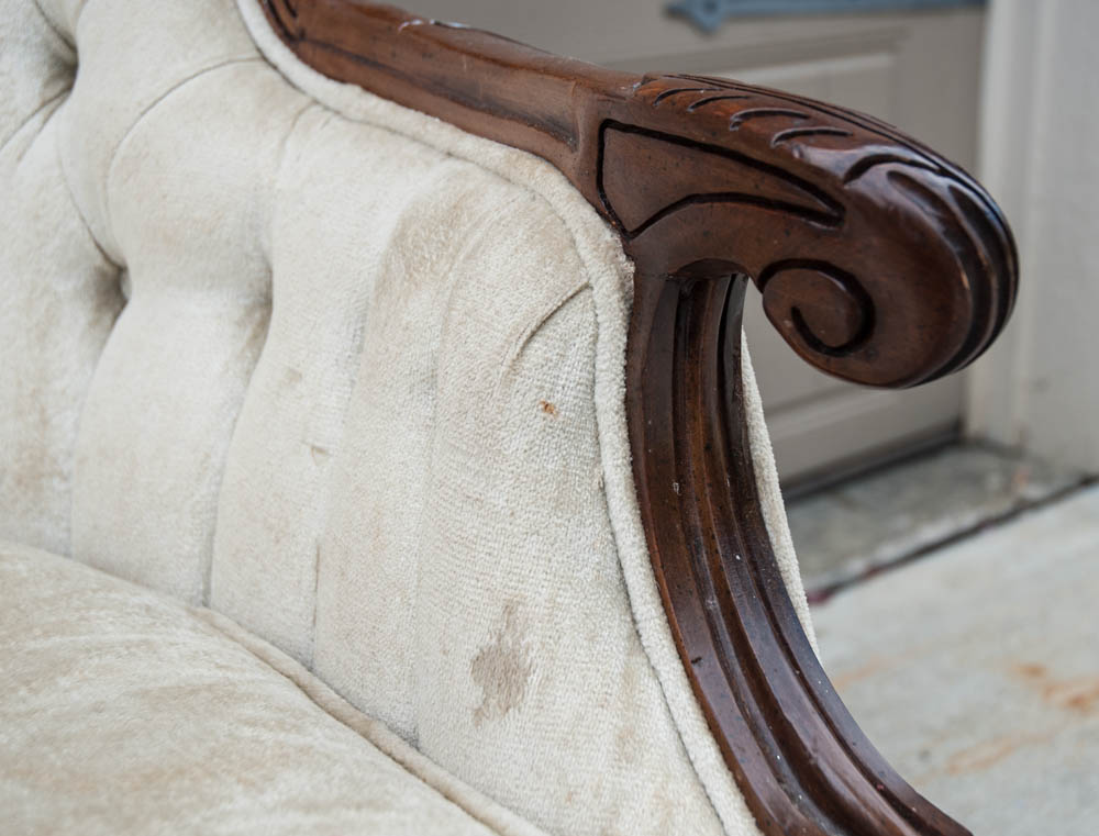 Victorian Carved Wood Frame Wingback Chair