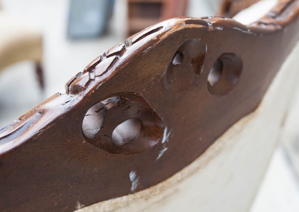 Victorian Carved Wood Frame Wingback Chair