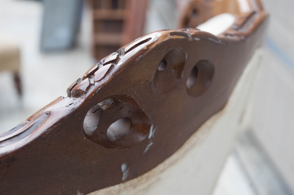 Victorian Carved Wood Frame Wingback Chair