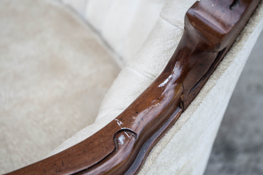 Victorian Carved Wood Frame Wingback Chair