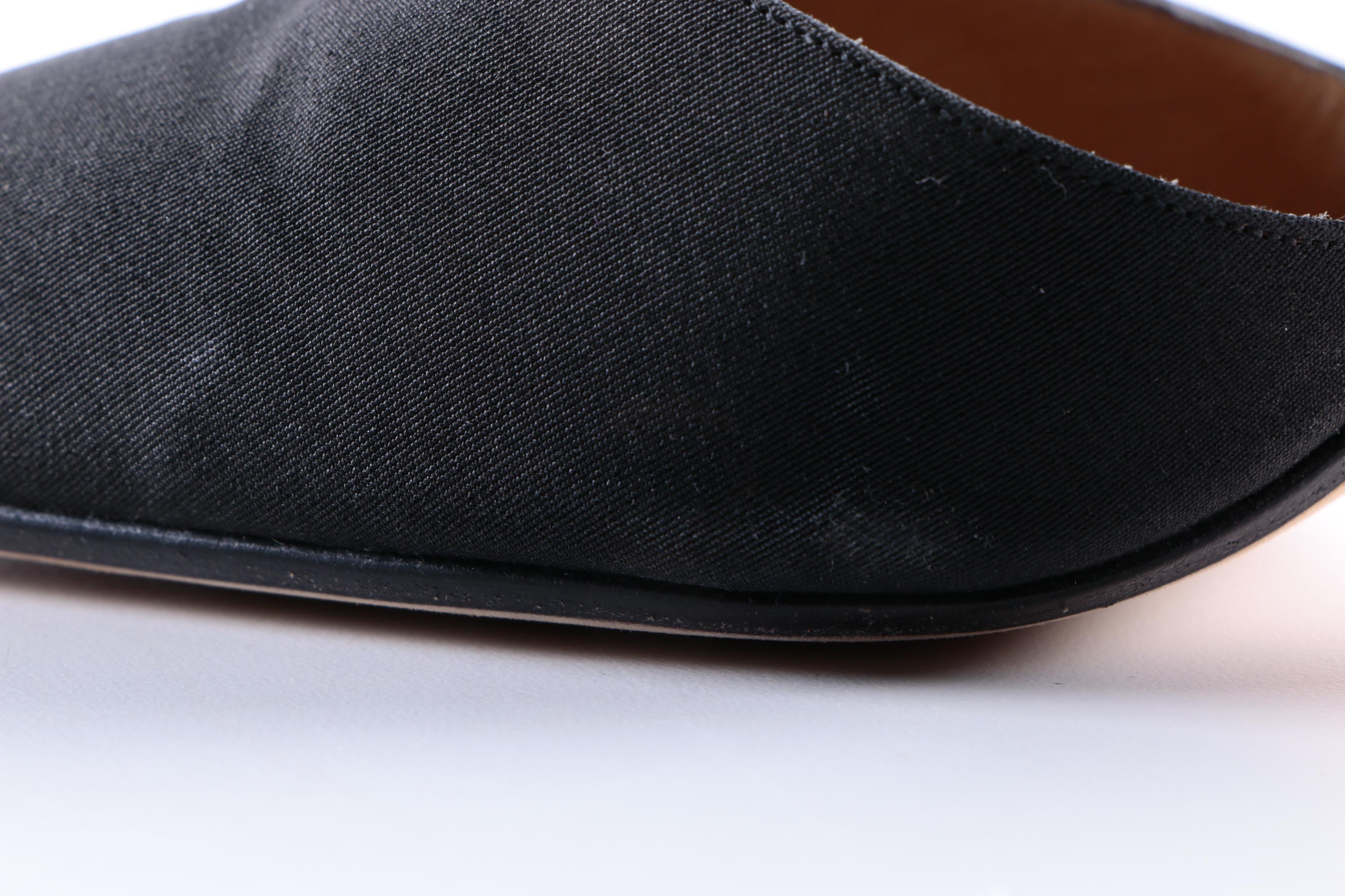 Manolo Blahnik Black Satin Mules