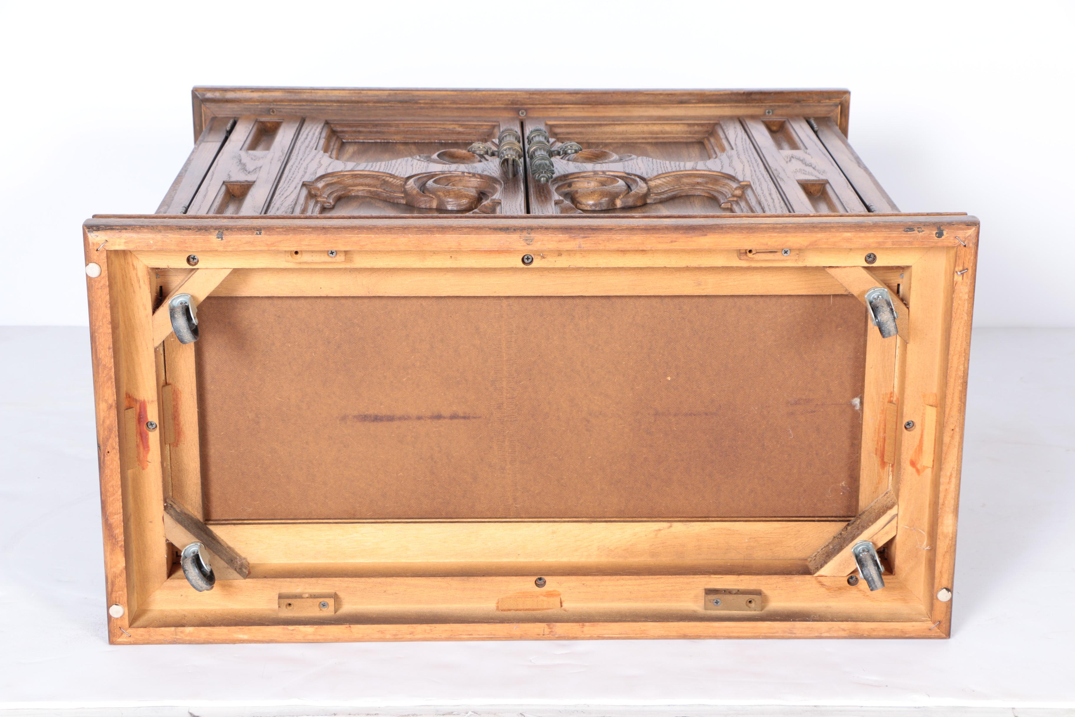 Oak Finish Cabinet With Laminate Slate Top