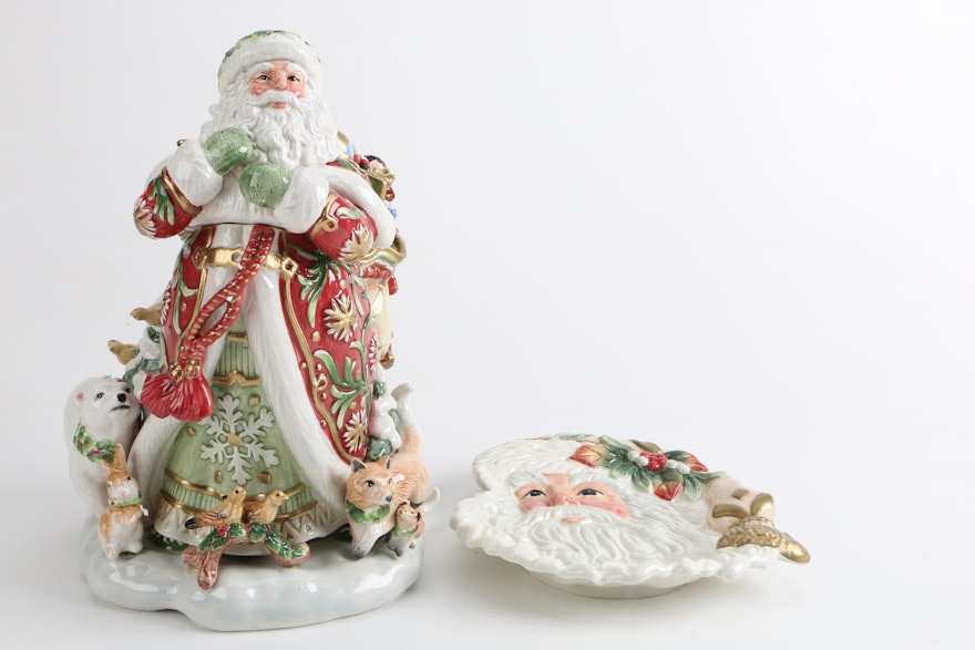 Fitz and Floyd "Winter Holiday Santa" Cookie Jar