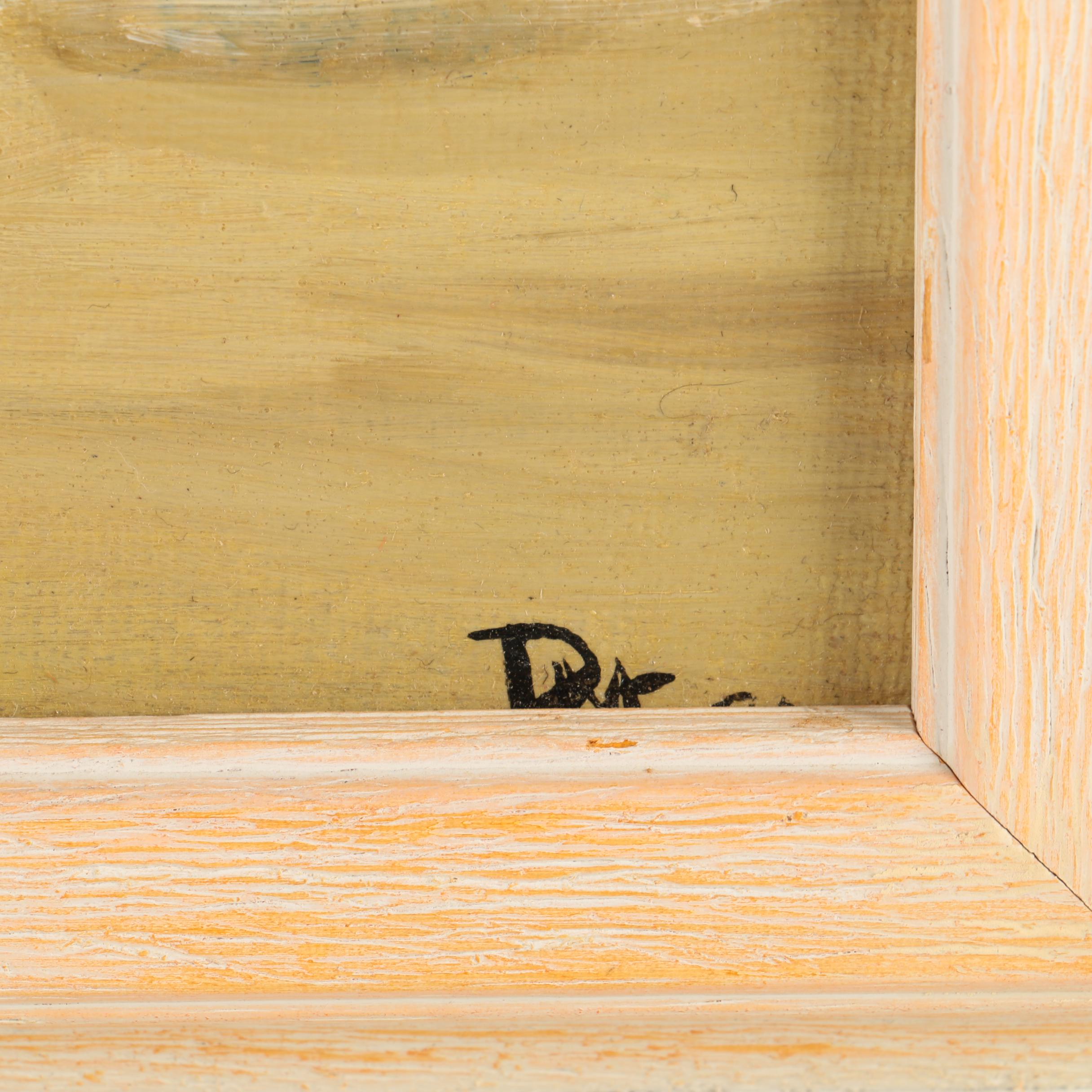 Oil Painting of a Cat Looking at a Landscape