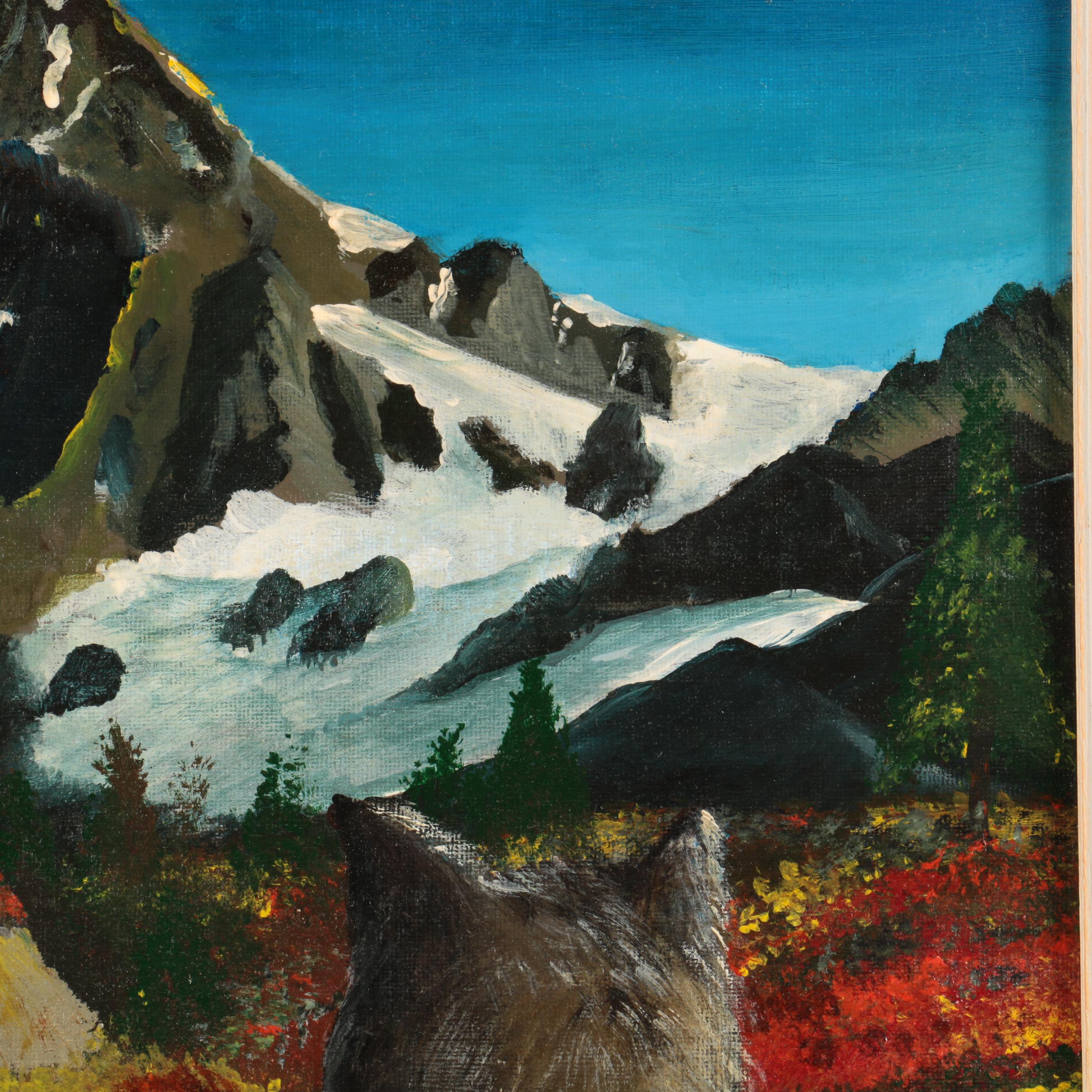 Oil Painting of a Cat Looking at a Landscape
