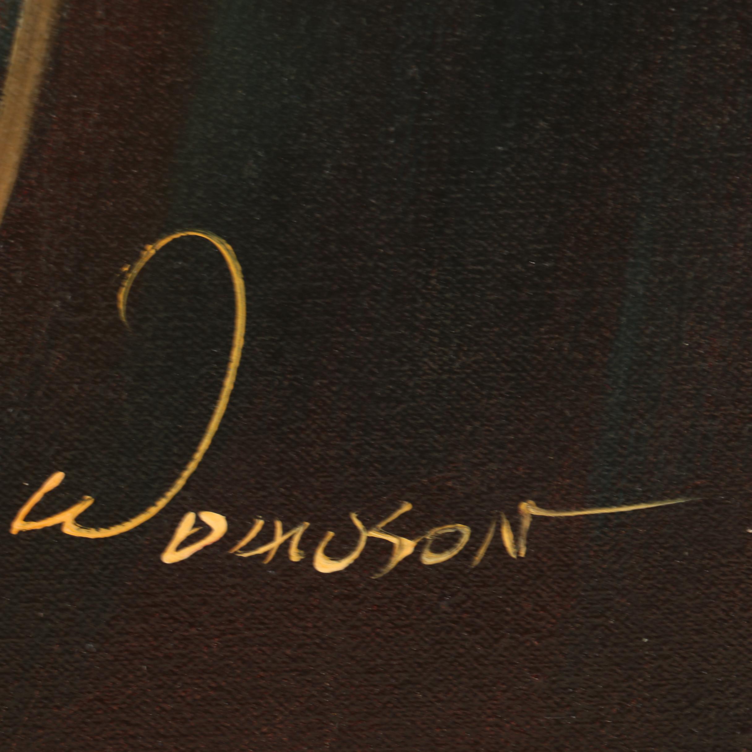 W. Dawson Oil Painting of Old Man Smoking Pipe