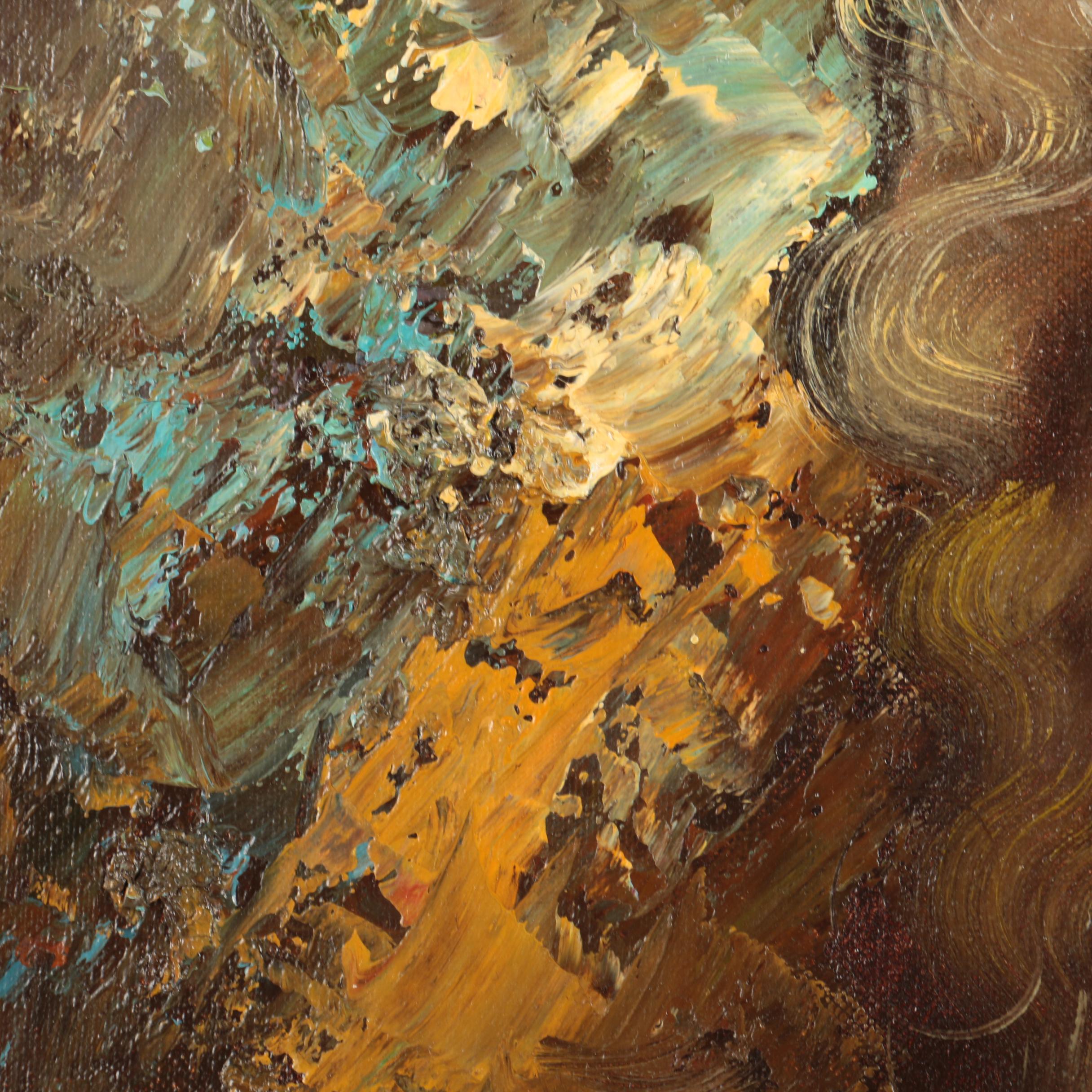 W. Dawson Oil Painting of Old Man Smoking Pipe