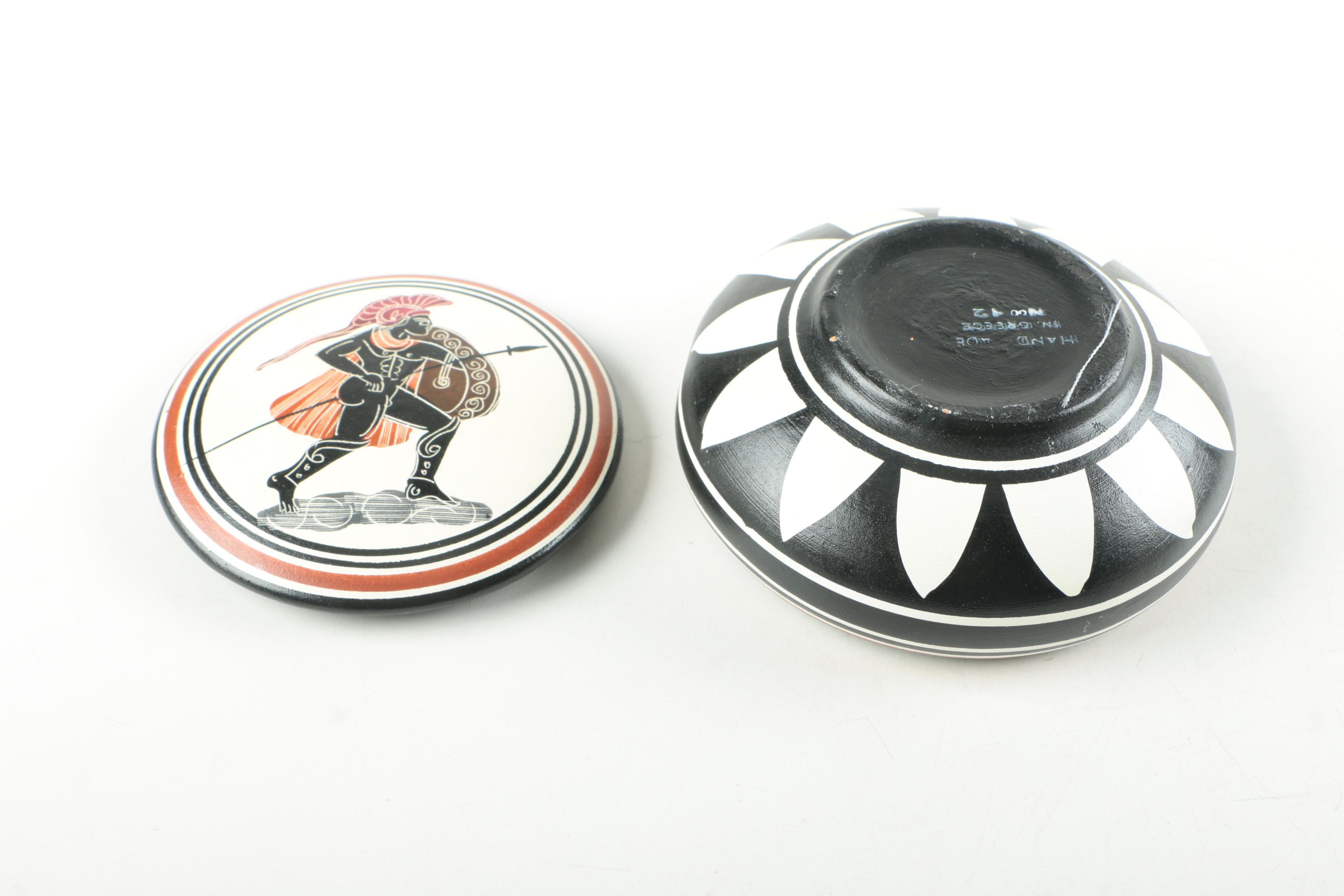 Venus De Milo Reproduction Ceramic Figurine and Trojan Warrior Trinket Box