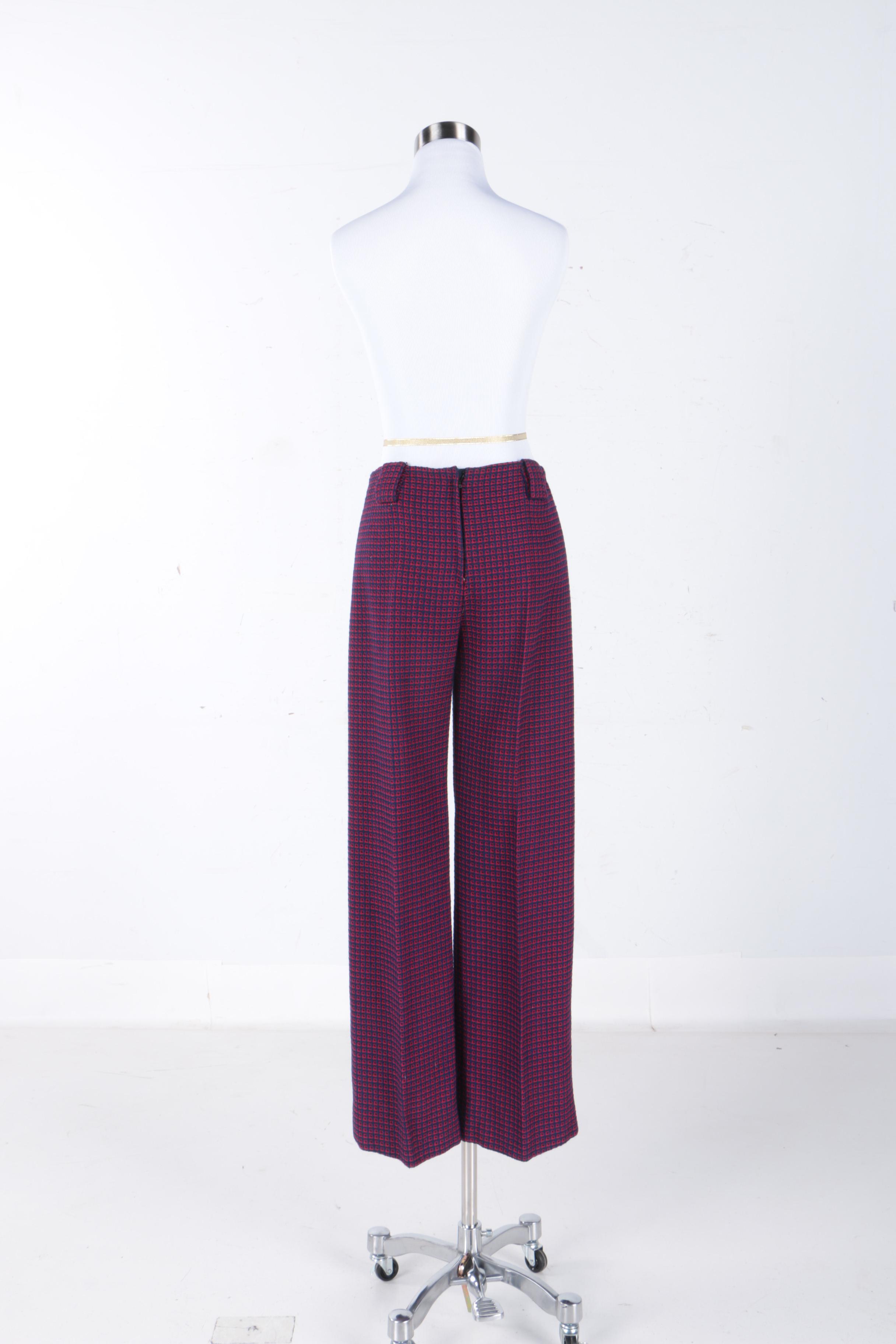 Women's Vintage Blue and Red Wool Pants