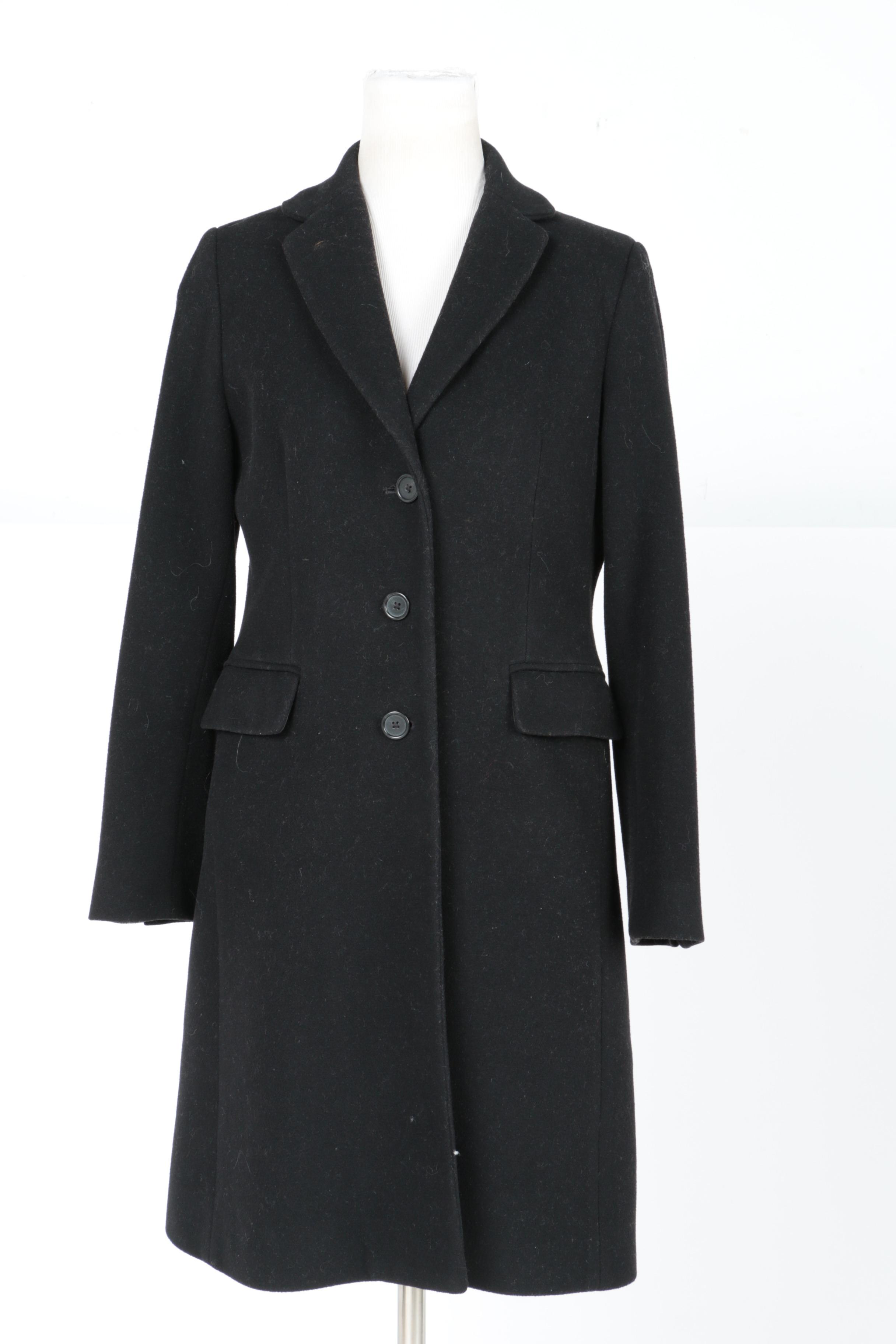 Women's Banana Republic Wool Coat with Burberry and Lord & Taylor Scarves