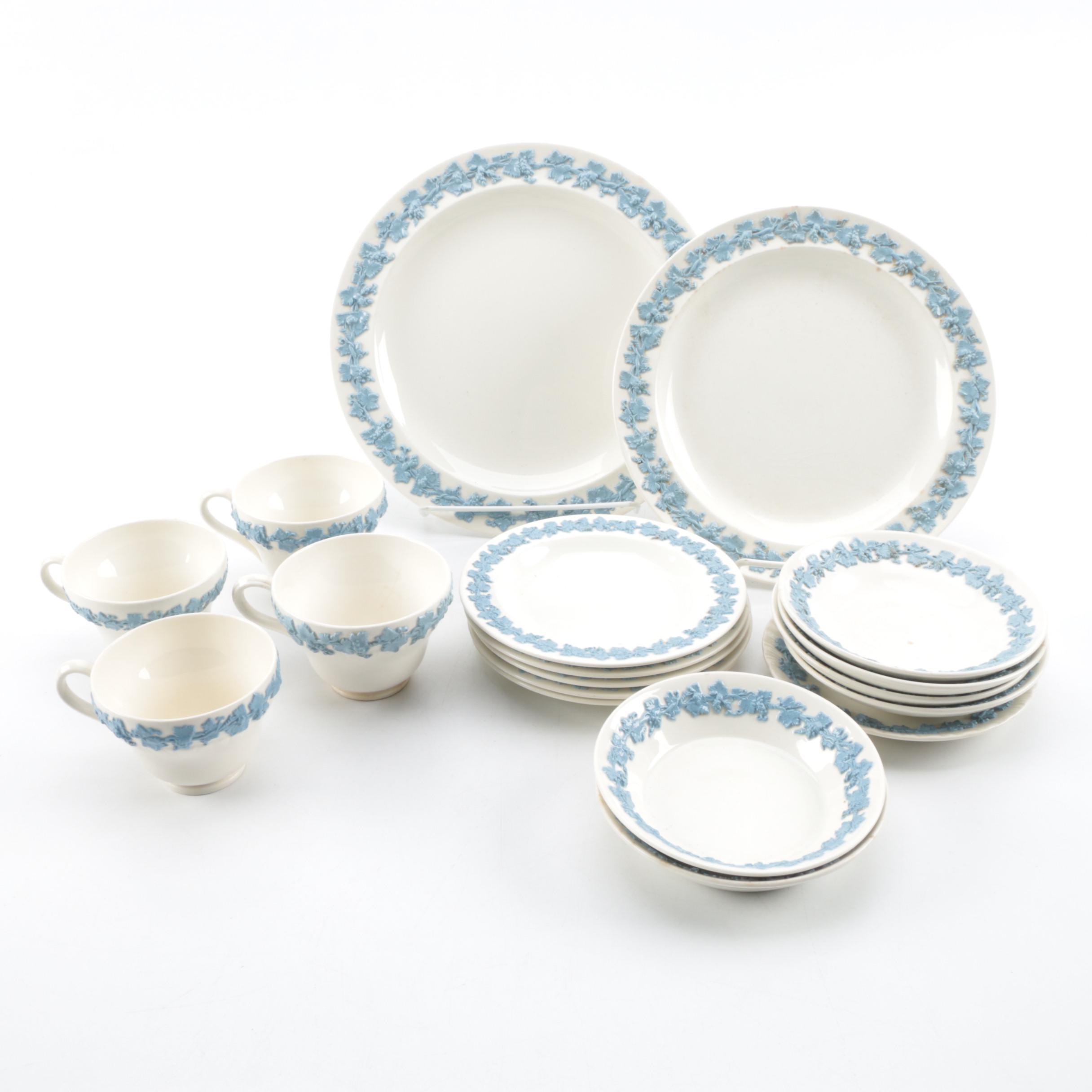 Vintage Wedgwood Embossed Queen's Ware China Set