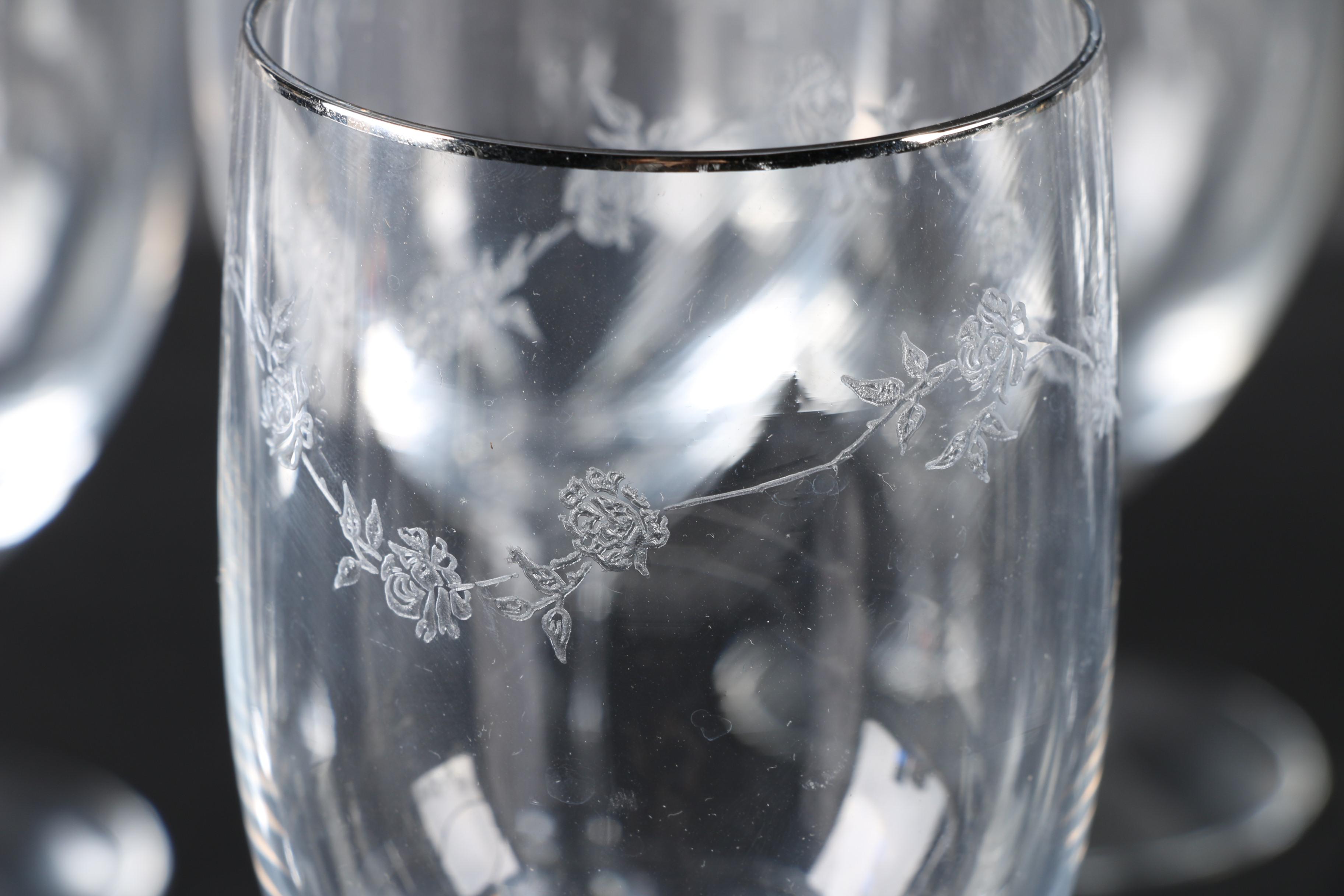 Vintage Fostoria "Platina Rose" Glassware