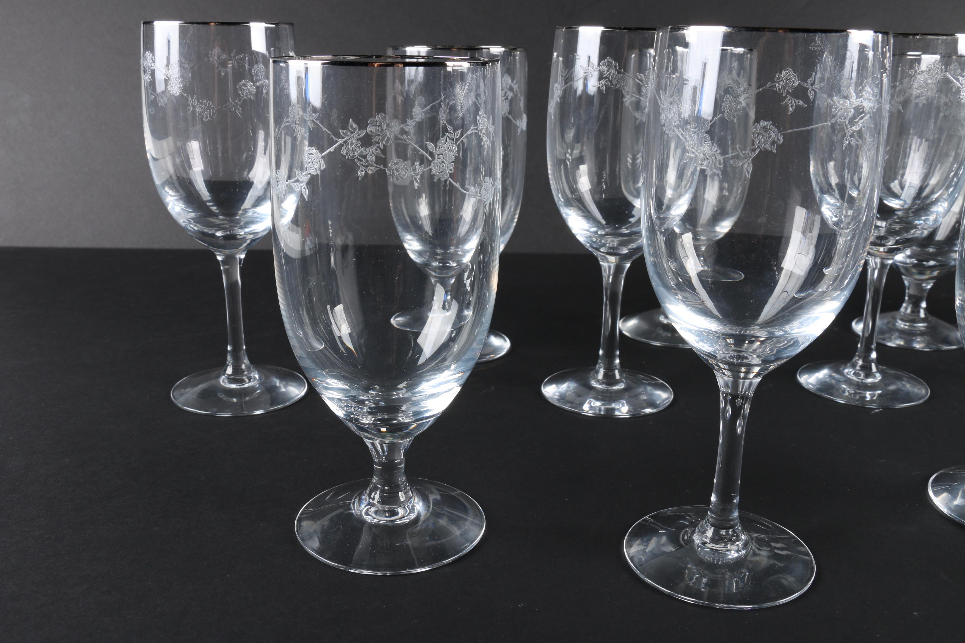 Vintage Fostoria "Platina Rose" Glassware
